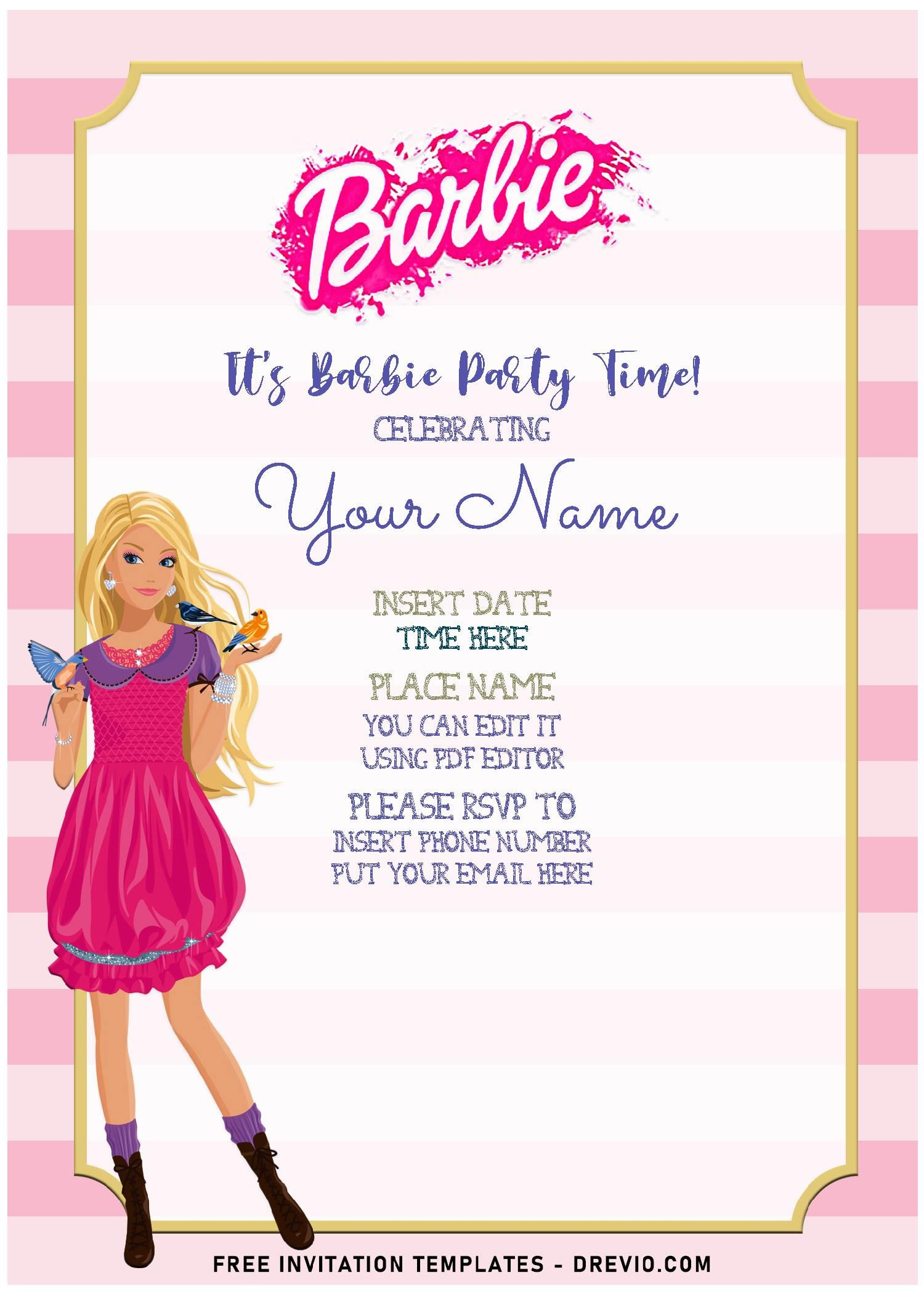 Free Editable Pdf) Adorable Barbie Big City Dream Themed Birthday for Barbie Birthday Invitation Card Free Printable