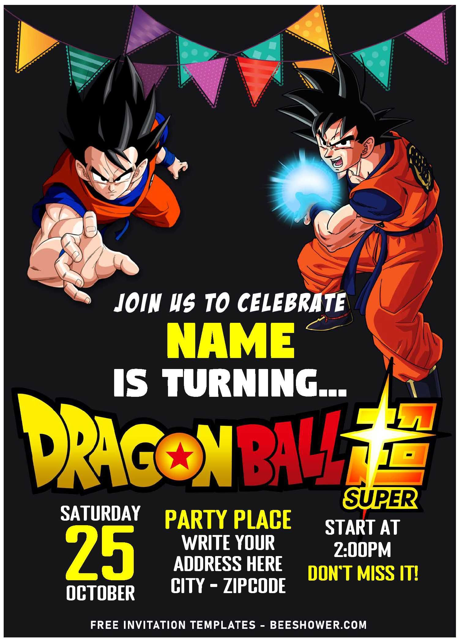 Free Editable Pdf) Dragon Ball Z Super Goku &amp;amp; Vegeta Birthday in Dragon Ball Z Printable Birthday Cards