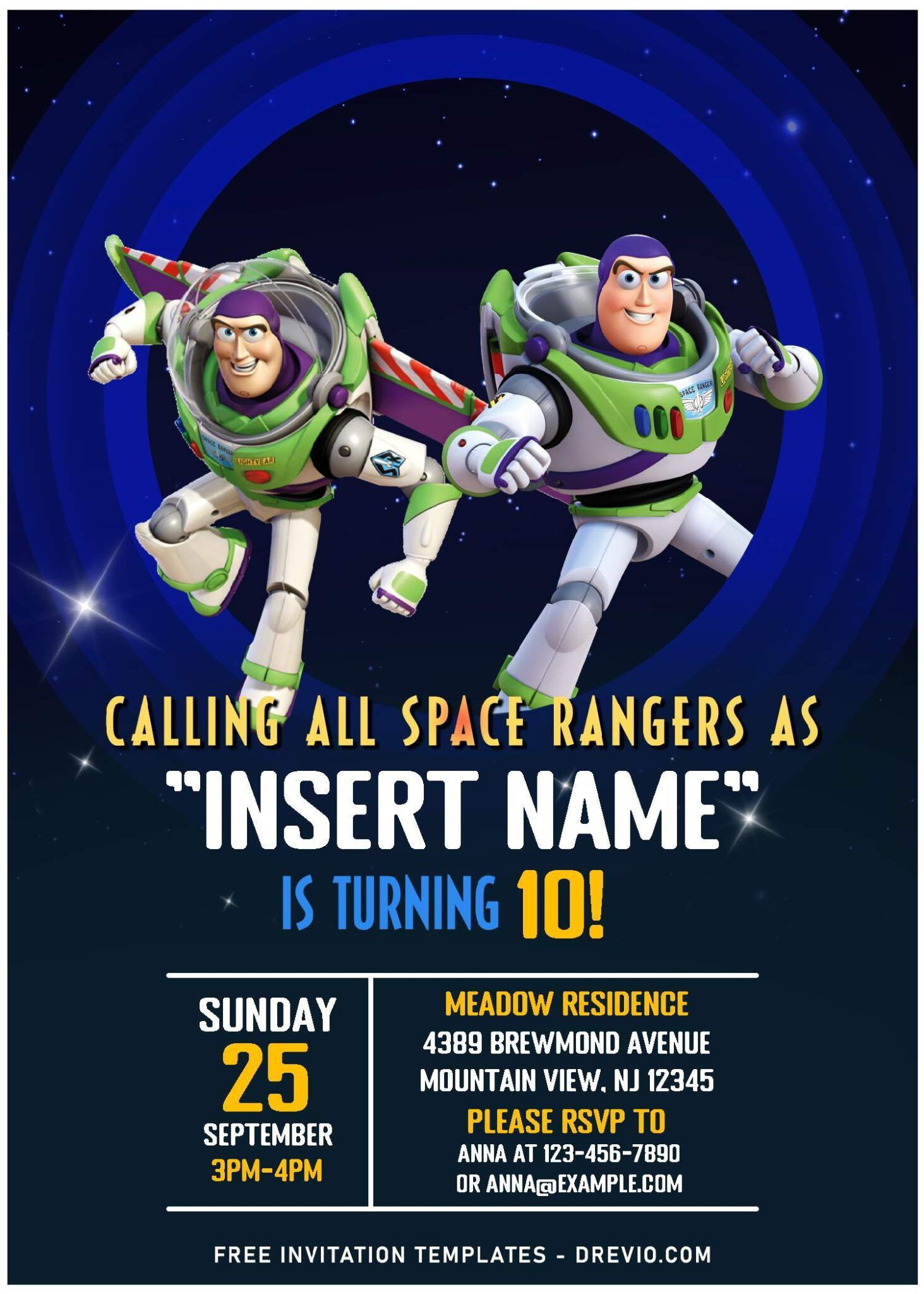 Free Editable Pdf) Intergalactic Space Buzz Lightyear Birthday pertaining to Buzz Lightyear Birthday Card Free Printable