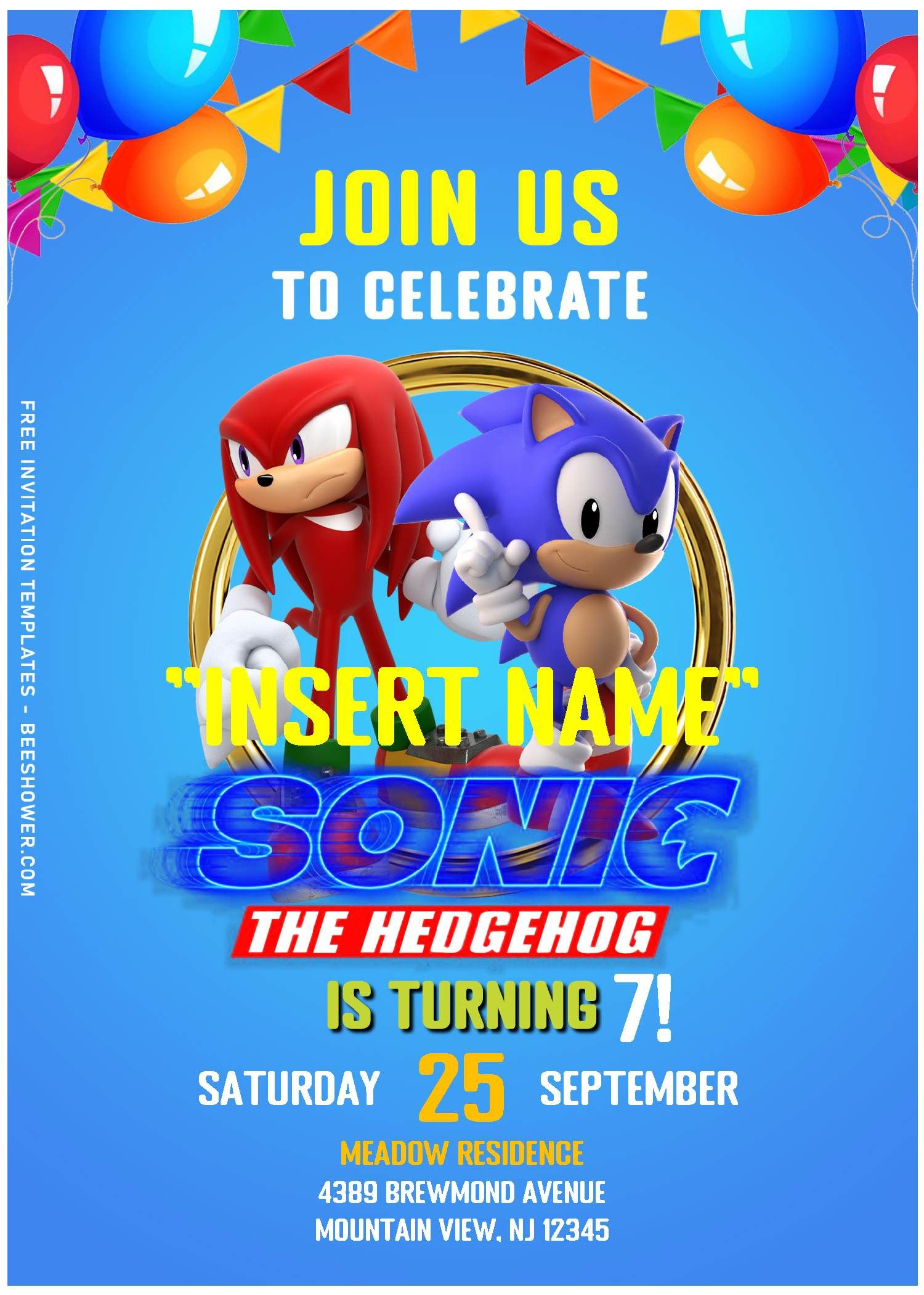 Free Editable Pdf) Playful Sonic The Hedgehog Birthday Invitation within Free Sonic The Hedgehog Printable Birthday Cards