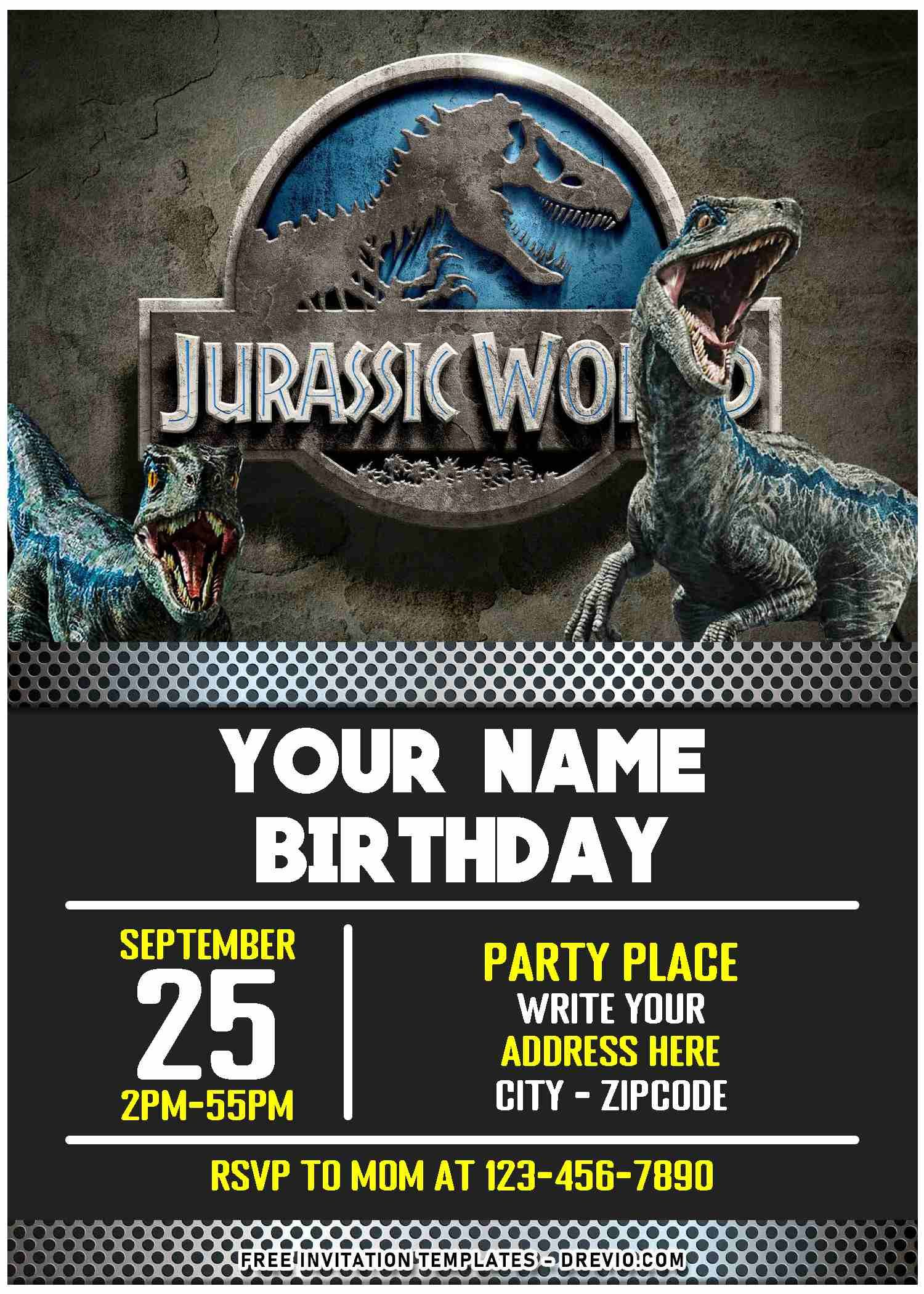 Free Editable Pdf) Thrilling Fun Dino Jurassic World Birthday with regard to Jurassic Park Birthday Card Printable