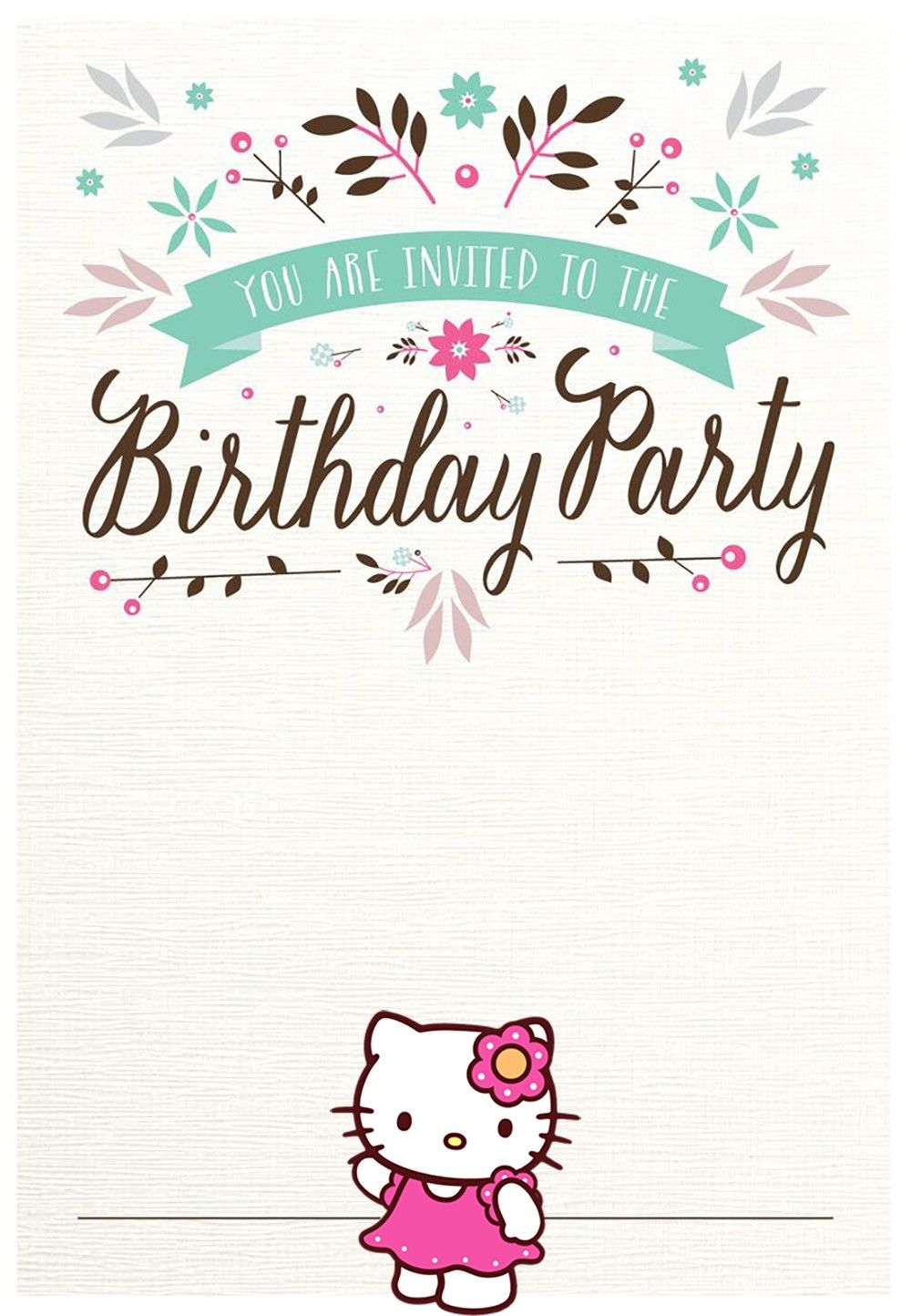 Free Hello Kitty Birthday Party Invitation with regard to Hello Kitty Birthday Card Printable