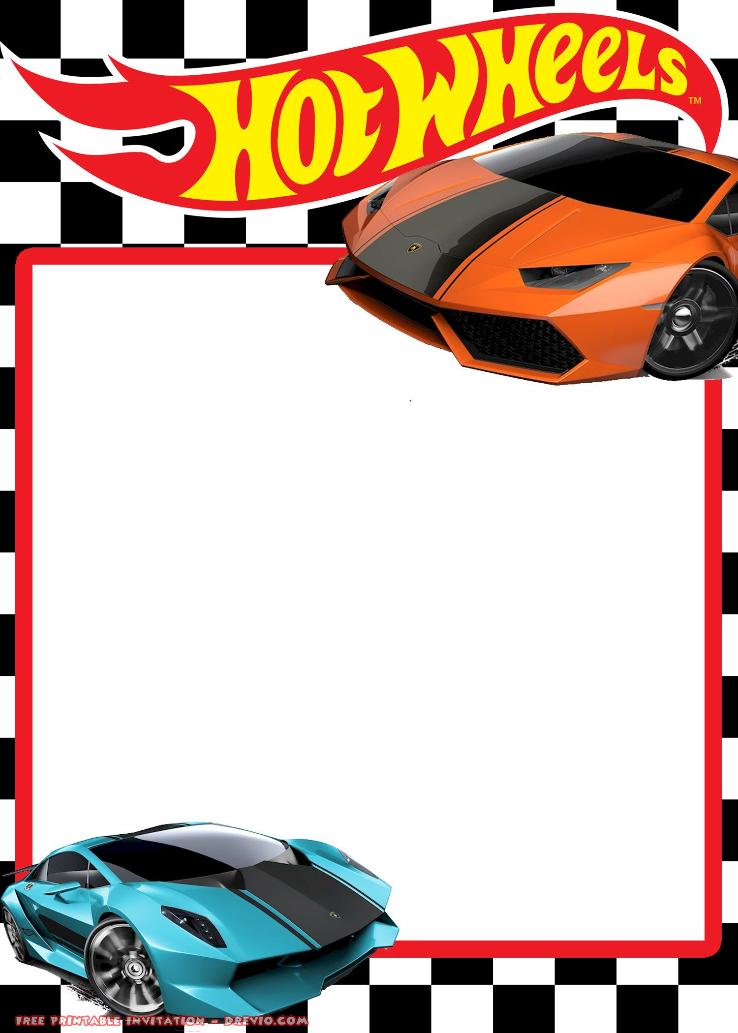 Free Hot Wheels Lamborghini Invitation Templates inside Hot Wheels Birthday Card Printable