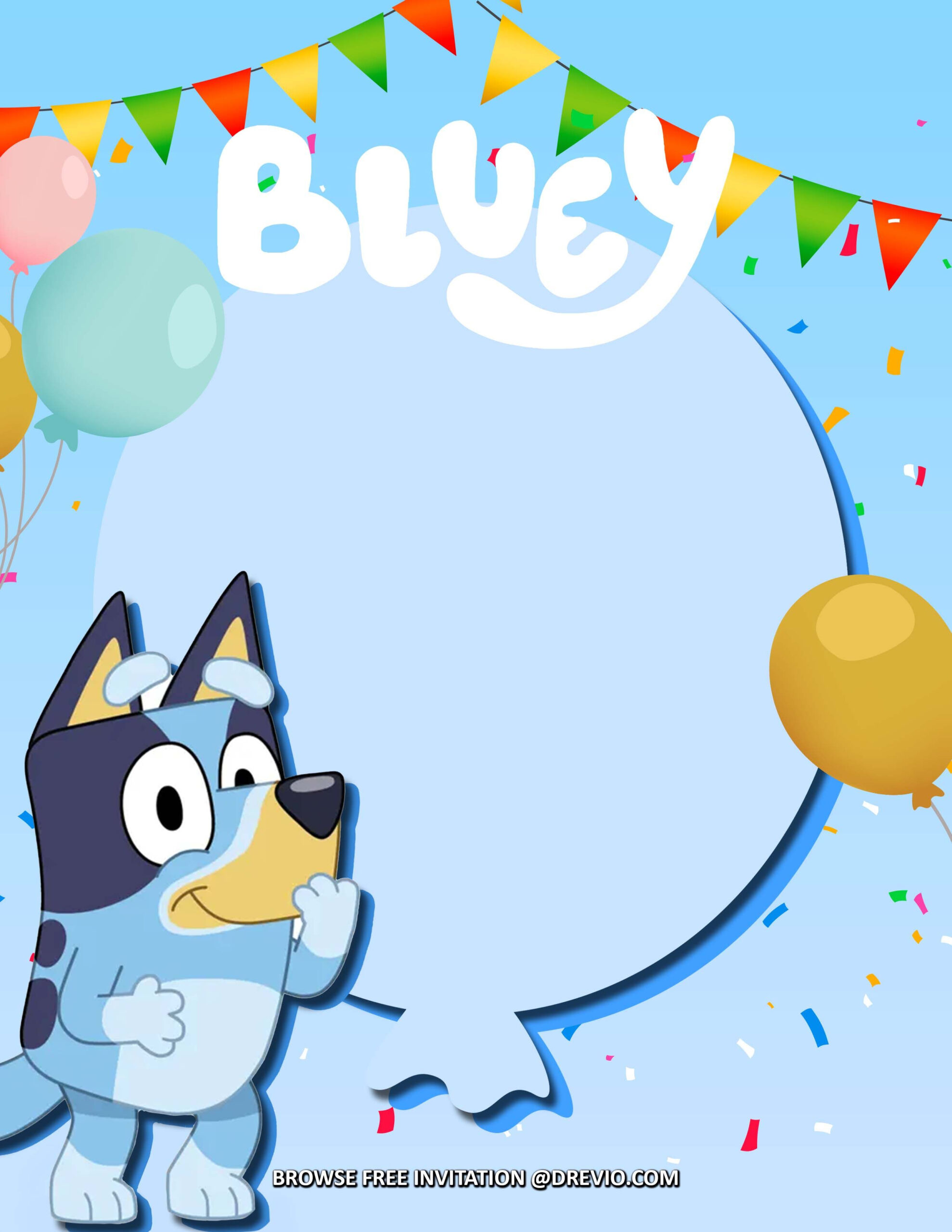 Free Invitations) Bluey Birthday Invitations + Party Ideas throughout Bluey Printable Birthday Card