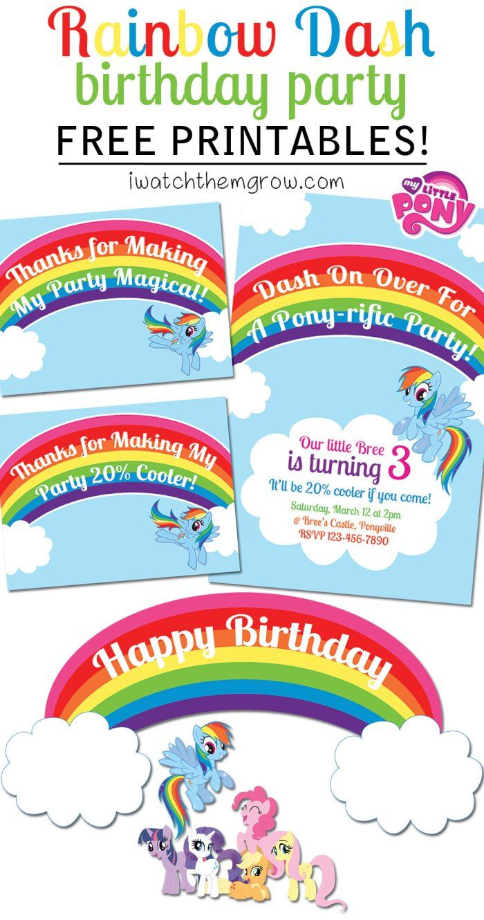 Free Mlp Rainbow Dash Birthday Party Printables for My Little Pony Free Printable Birthday Cards