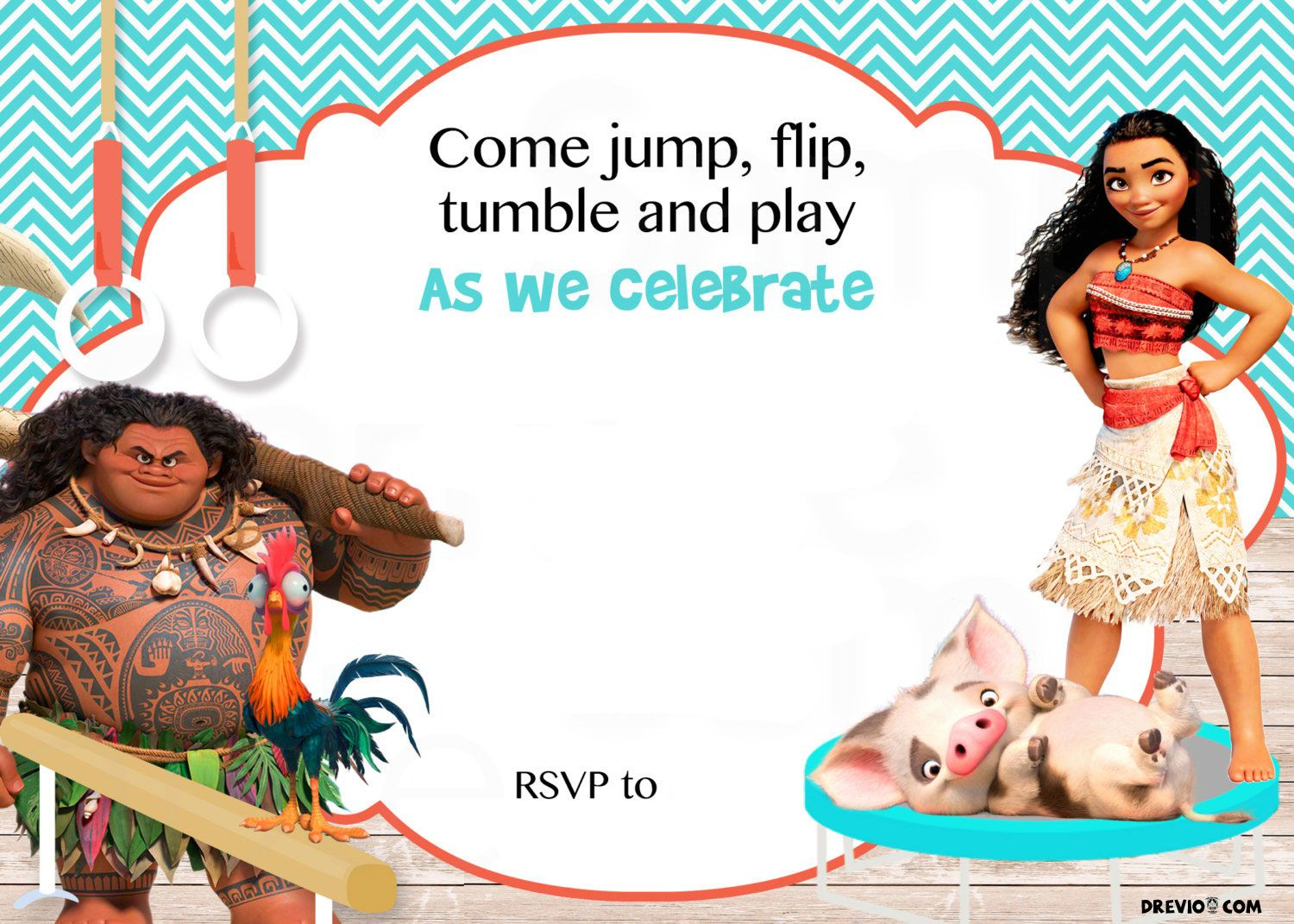 Free Moana Birthday Invitation Template intended for Printable Moana Birthday Card