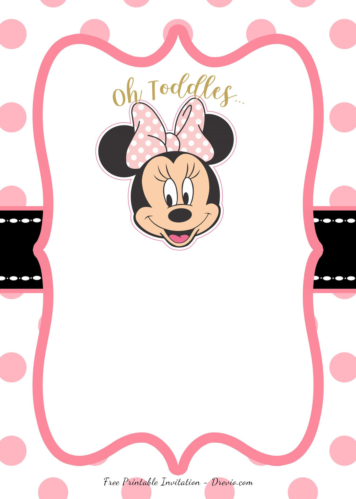 Free Pink Minnie Mouse Birthday Party Diy Printable Invitation for Printable Minnie Mouse Birthday Card