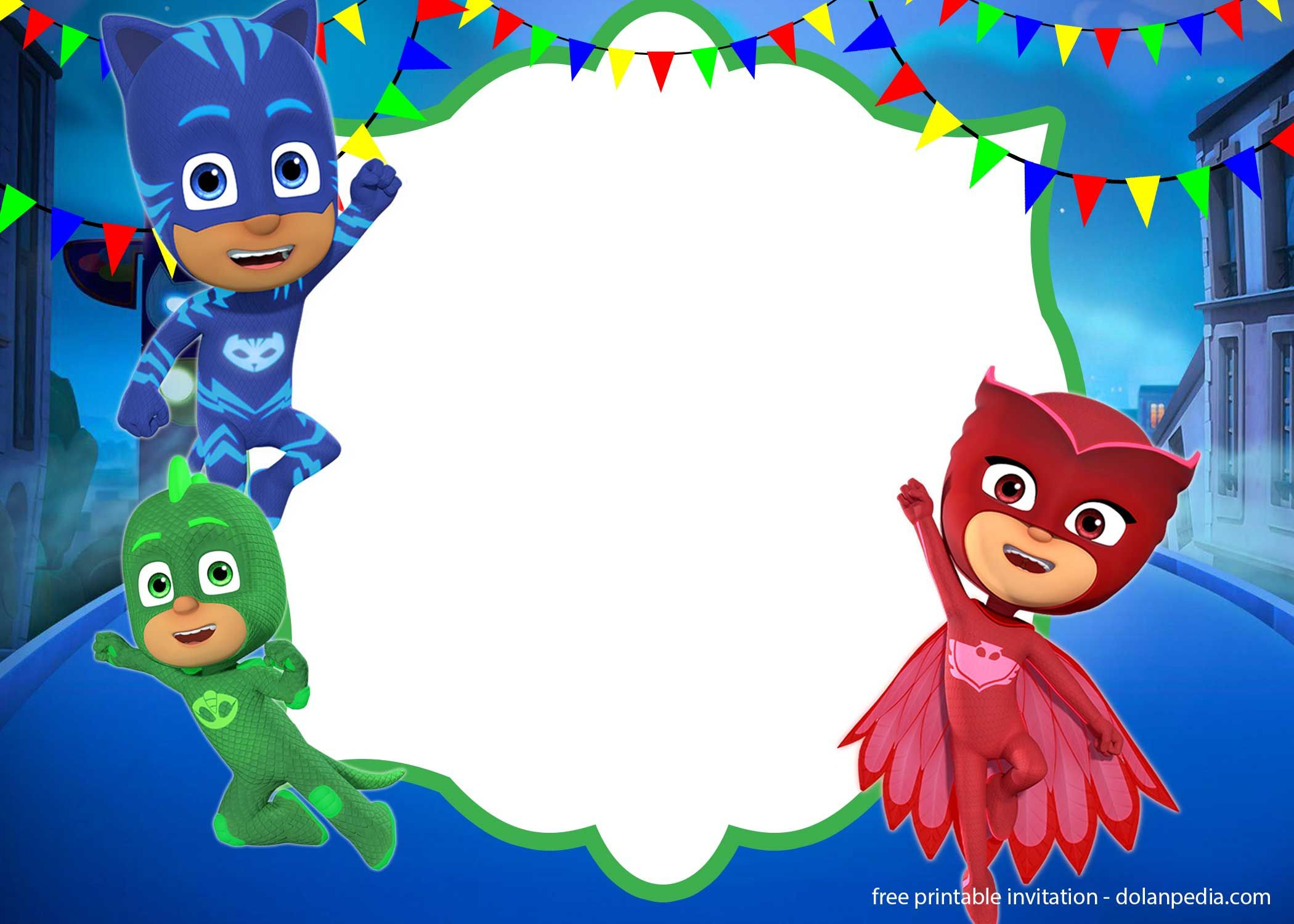 Free Pj Masks Invitation Templates – Editable And Printable for Pj Mask Birthday Card Printable