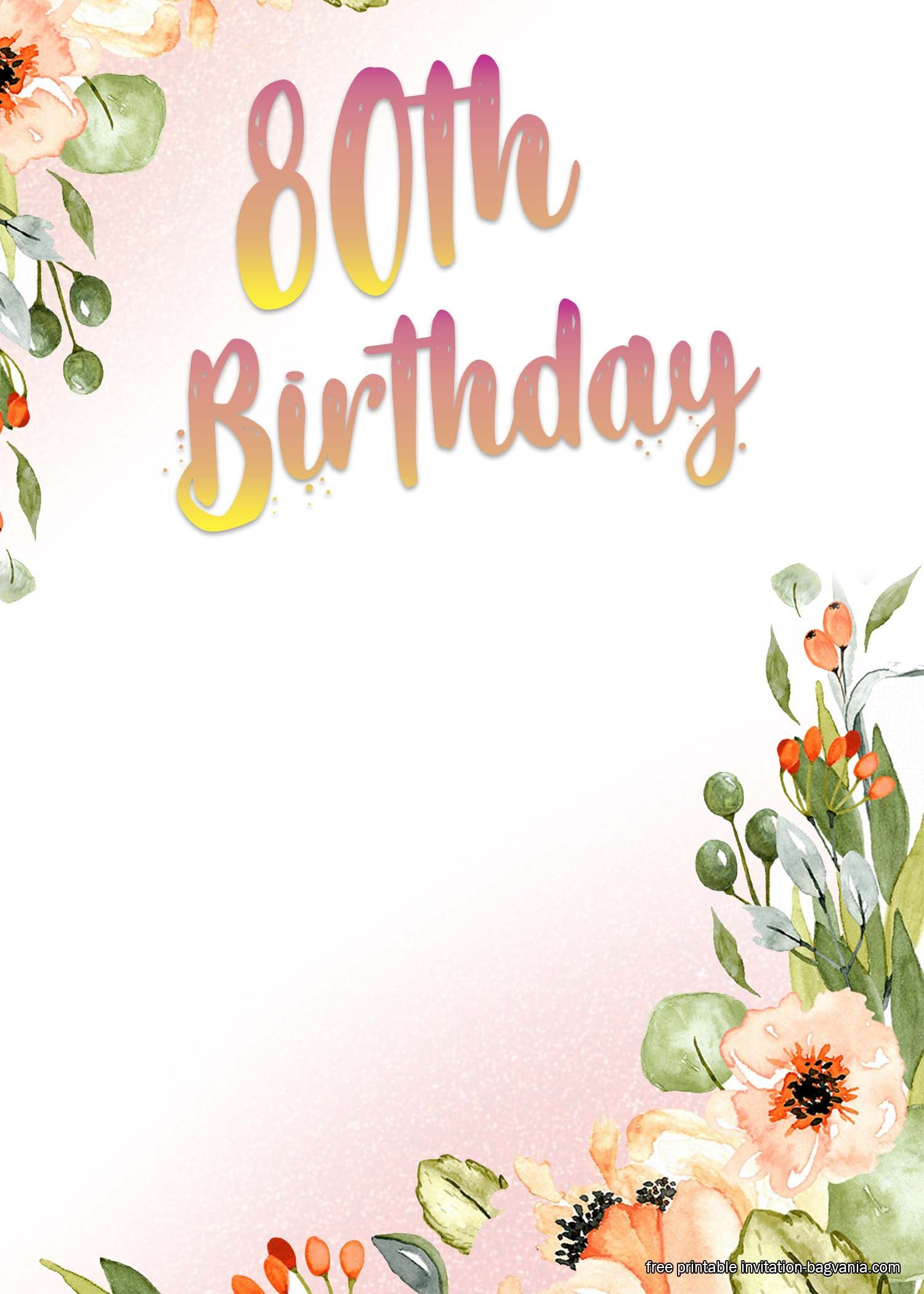 Free Printable 80Th Birthday Invitation Templates | 80Th Birthday with regard to Free Printable 80Th Birthday Cards