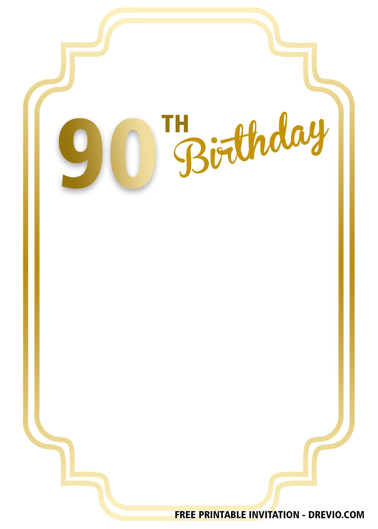 Free Printable 90Th Birthday Invitation Templates with regard to 90Th Birthday Card Printable