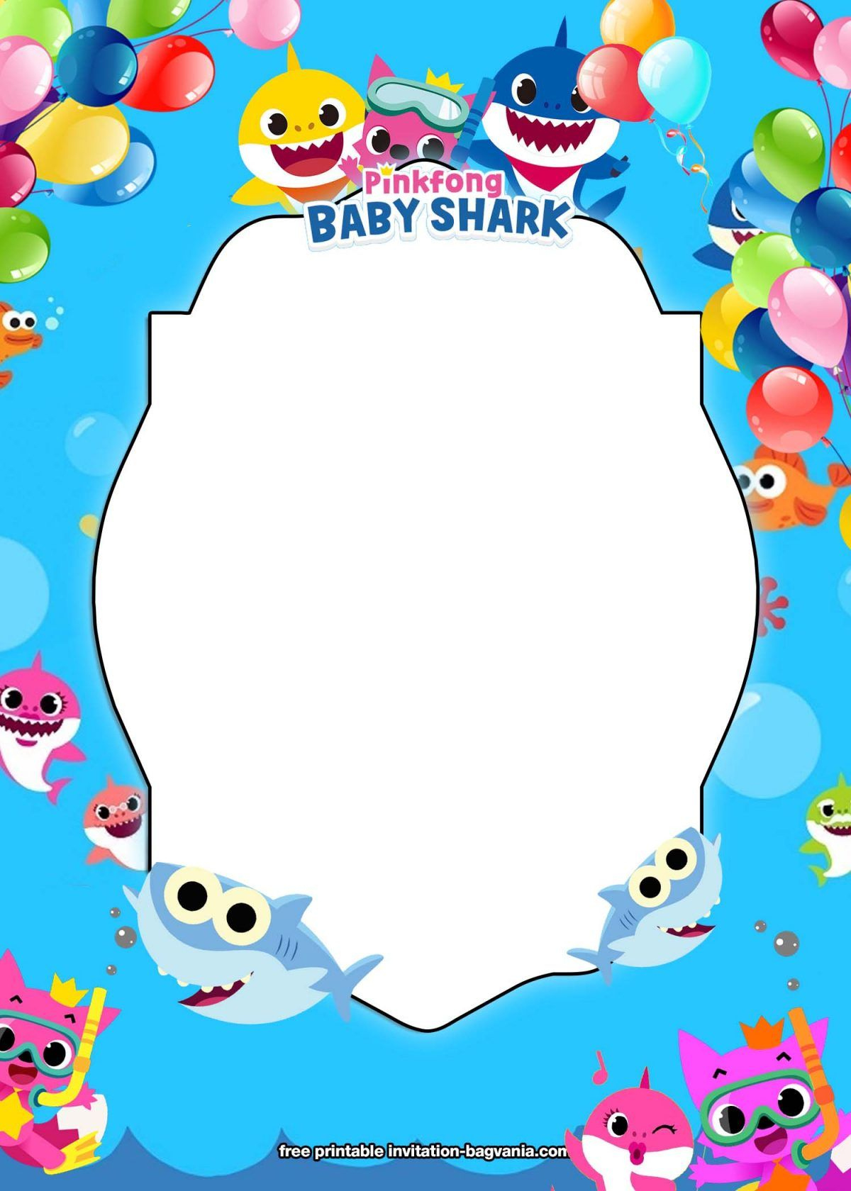 Free Printable Baby Shark Birthday Invitation Templates in Shark Birthday Card Printable Free