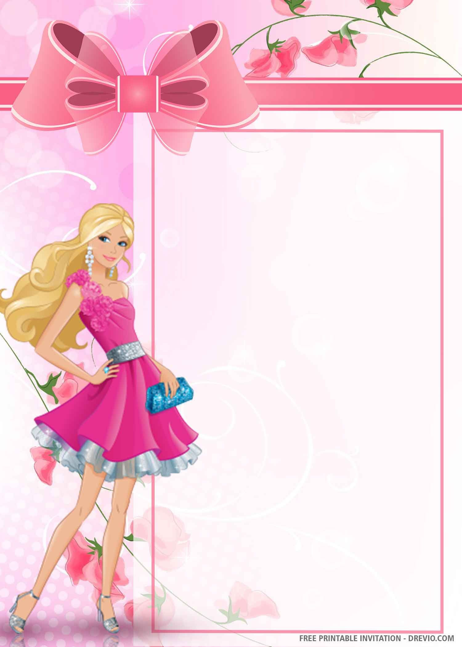 Free Printable) – Barbie Dream House Birthday Invitation Templates for Free Printable Barbie Birthday Invitation Cards