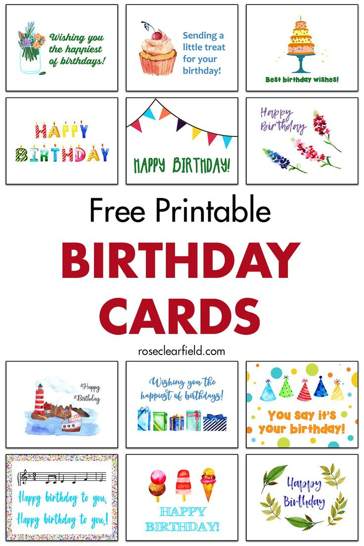 Free Printable Birthday Cards • Rose Clearfield for Free Printable Birthday Cards For Friends