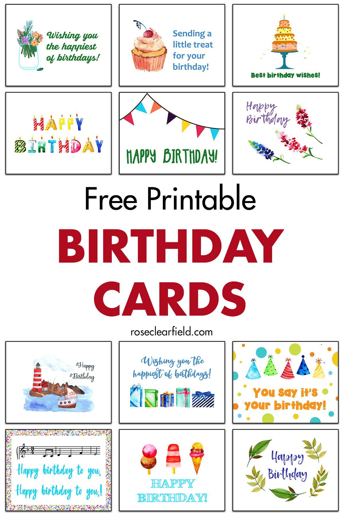 Free Printable Birthday Cards • Rose Clearfield for Happy Birthday Greeting Card Printable