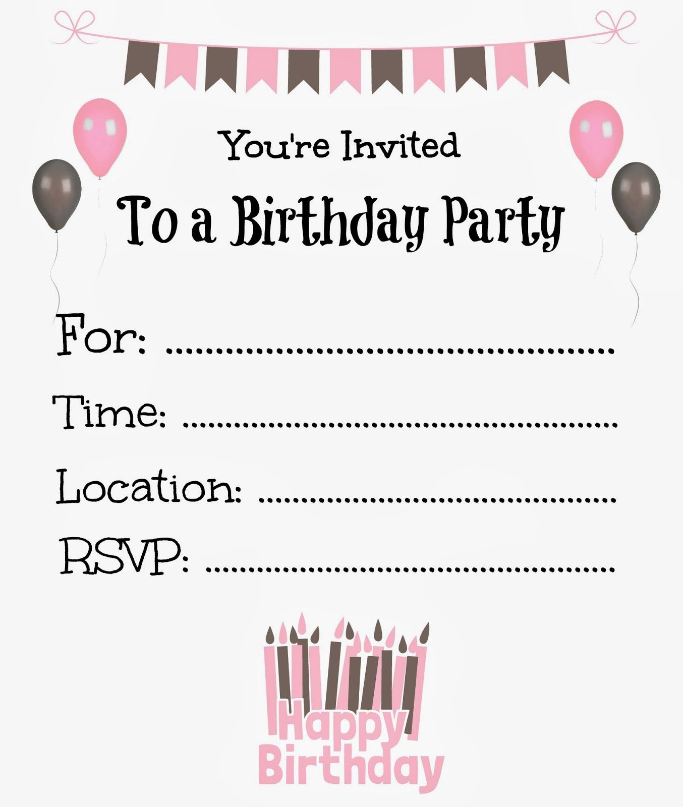 Free Printable Birthday Invitations For Kids regarding Birthday Card Invitations Printable