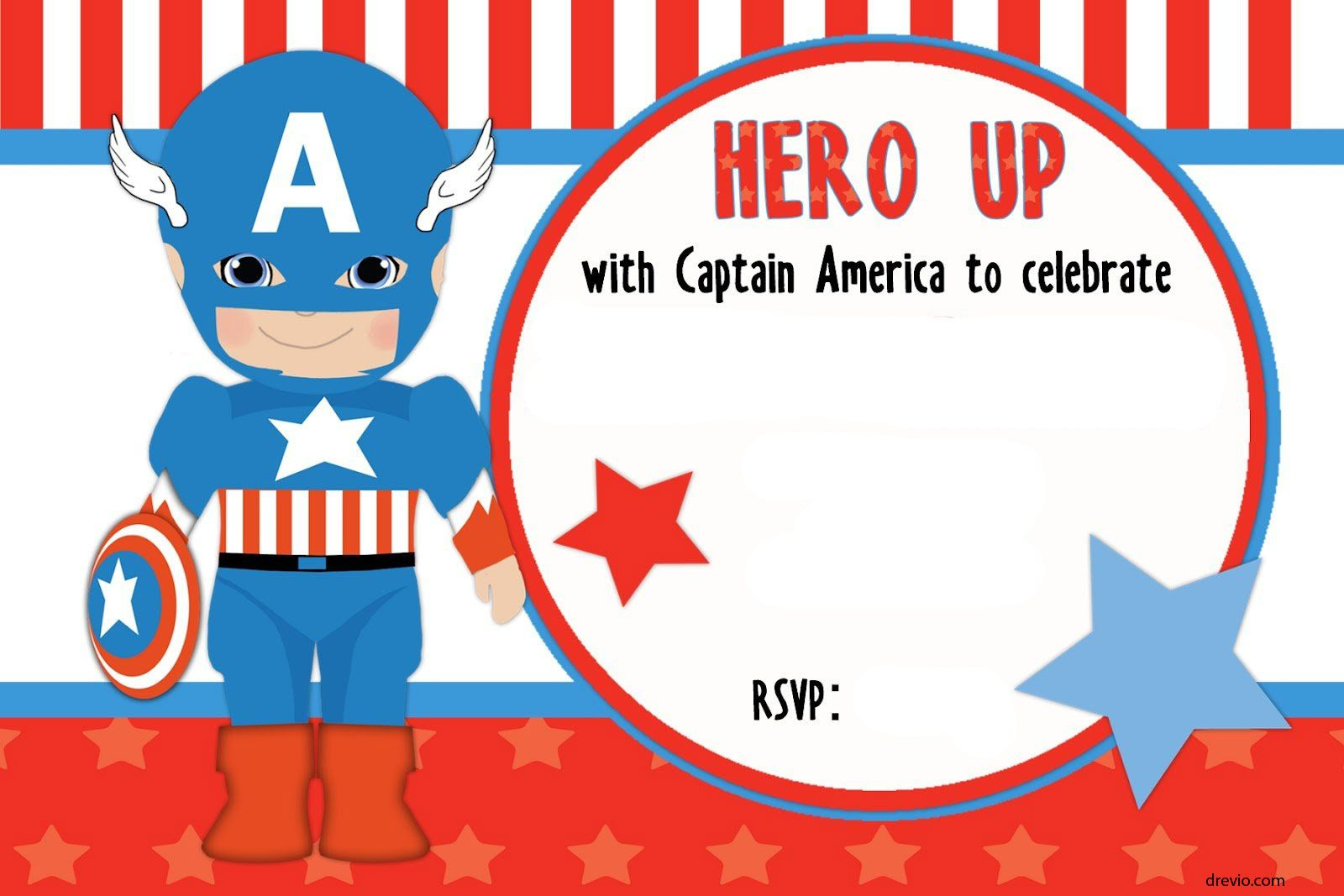 Free Printable Captain Marvel Birthday Invitation | Dolanpedia inside Captain America Printable Birthday Card