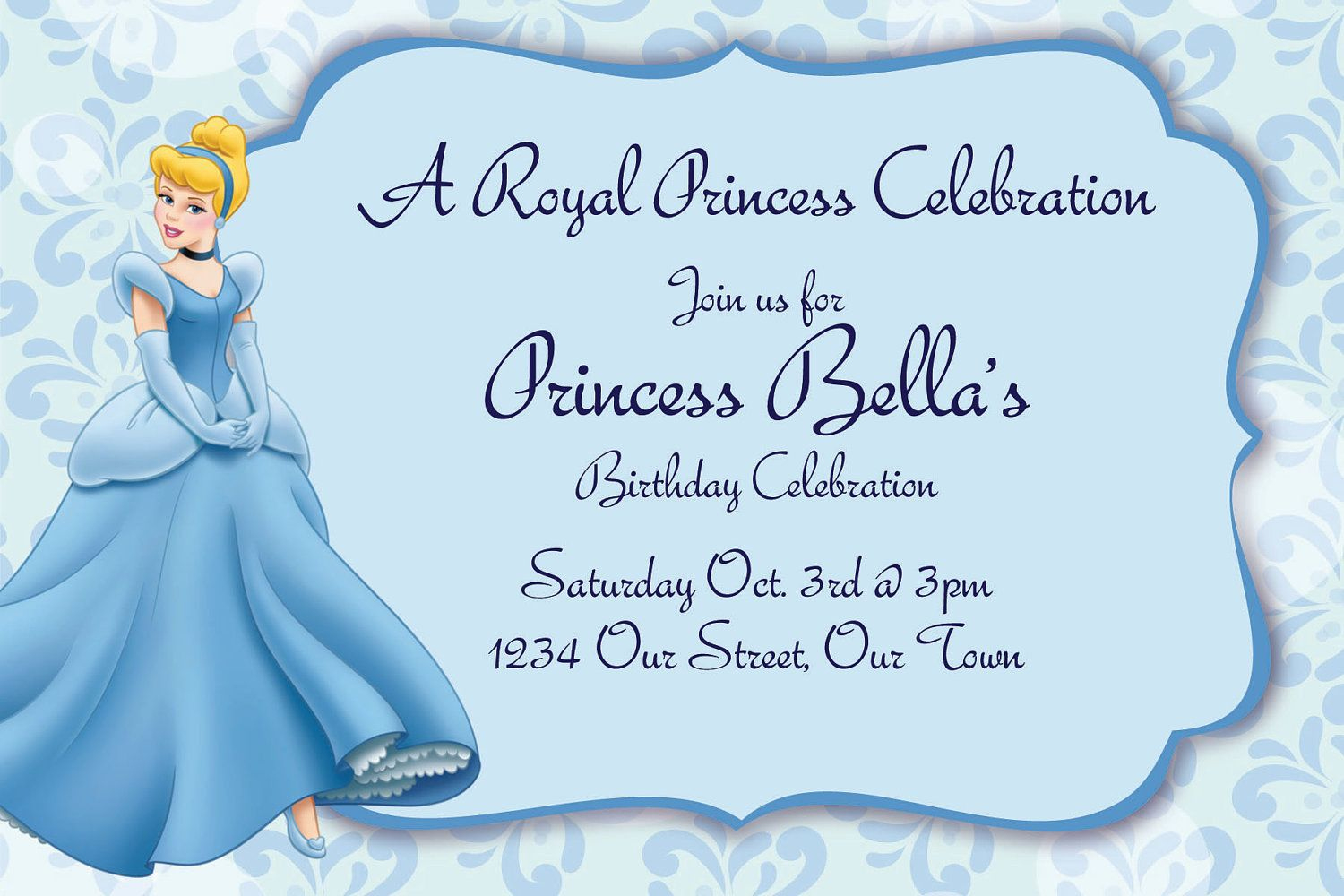 Free Printable Cinderella Birthday Invitations with Cinderella Birthday Card Printable