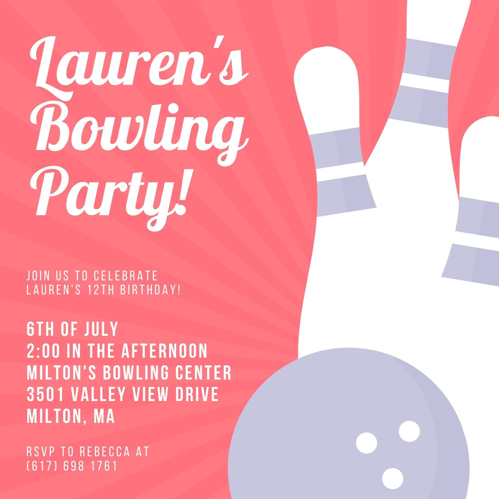 Free Printable, Customizable Bowling Invitation Templates | Canva within Bowling Birthday Cards Printable