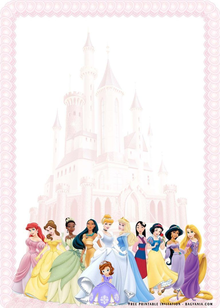 Free Printable) – Cute Disney Princess Birthday Invitation Templates pertaining to Free Printable Disney Birthday Cards