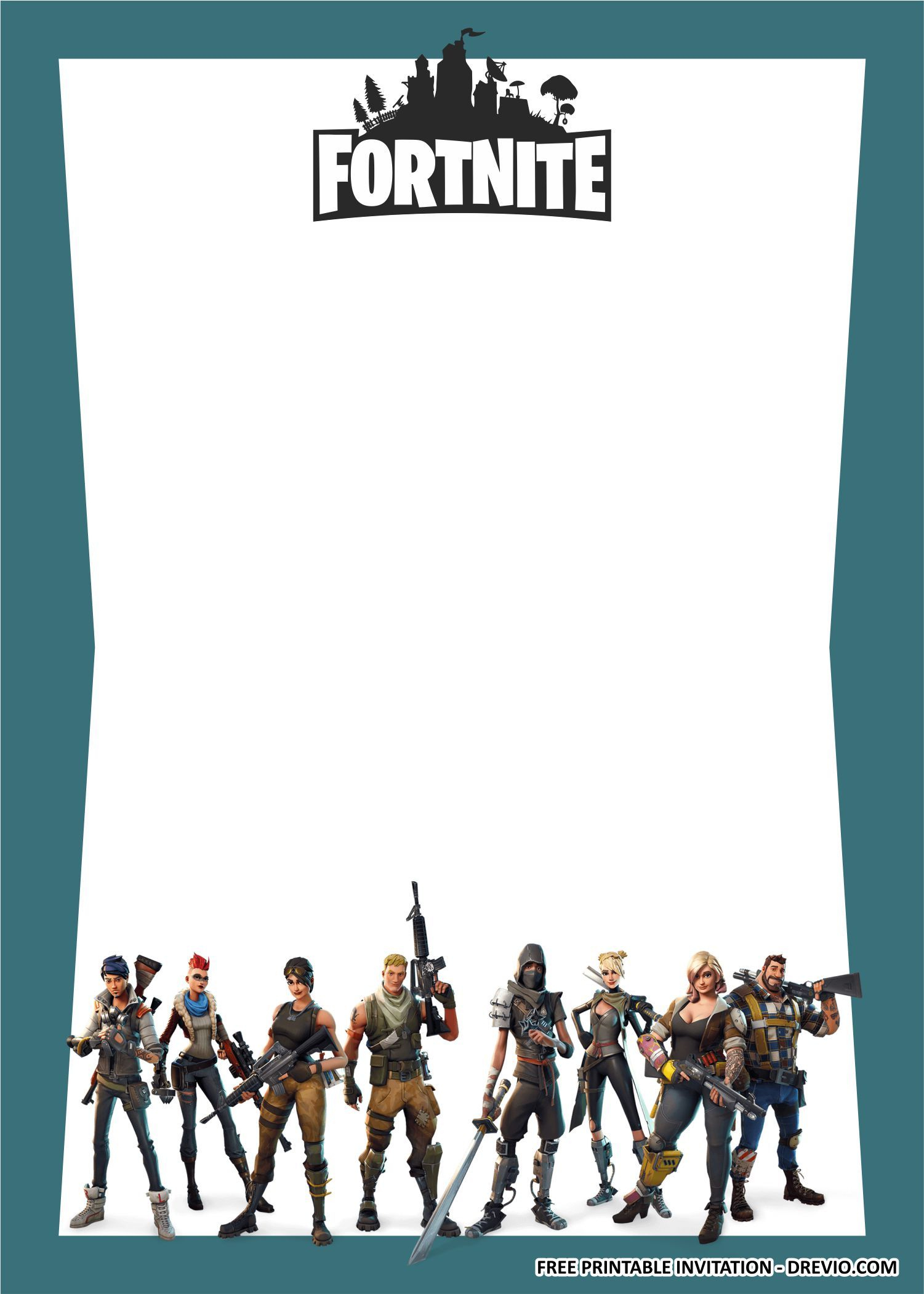 Free Printable) – Fortnite 2 Birthday Party Kits Templates: Free in Fortnite Birthday Card Printable Free