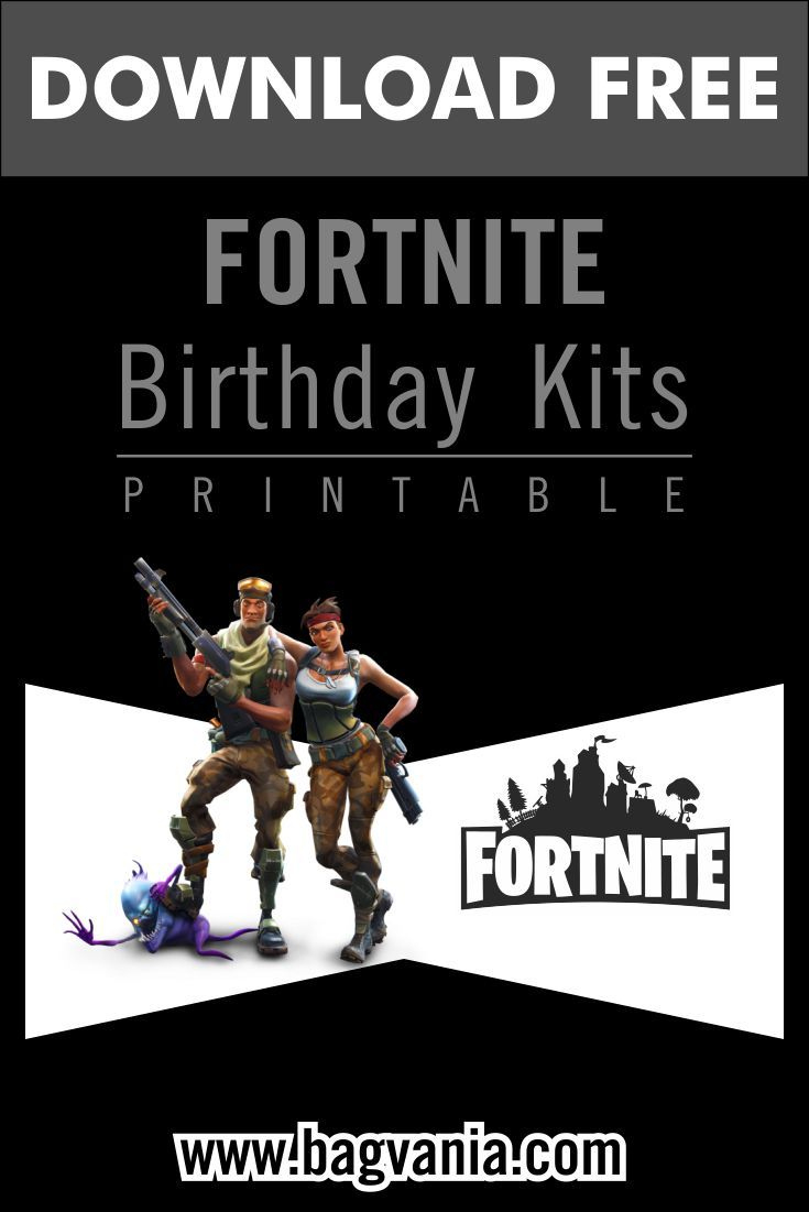 Free Printable Fortnite Black And White Birthday Party Kits Template regarding Free Printable Fortnite Birthday Card