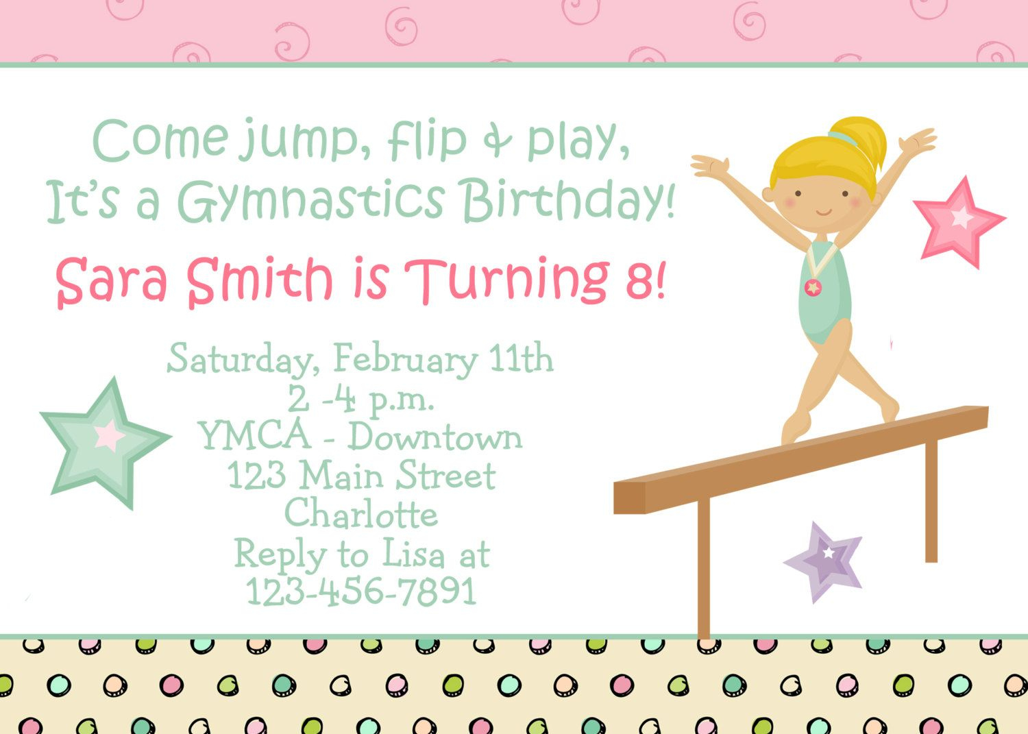 Free Printable Gymnastics Birthday Invitations | Dolanpedia intended for Gymnastics Birthday Card Printable