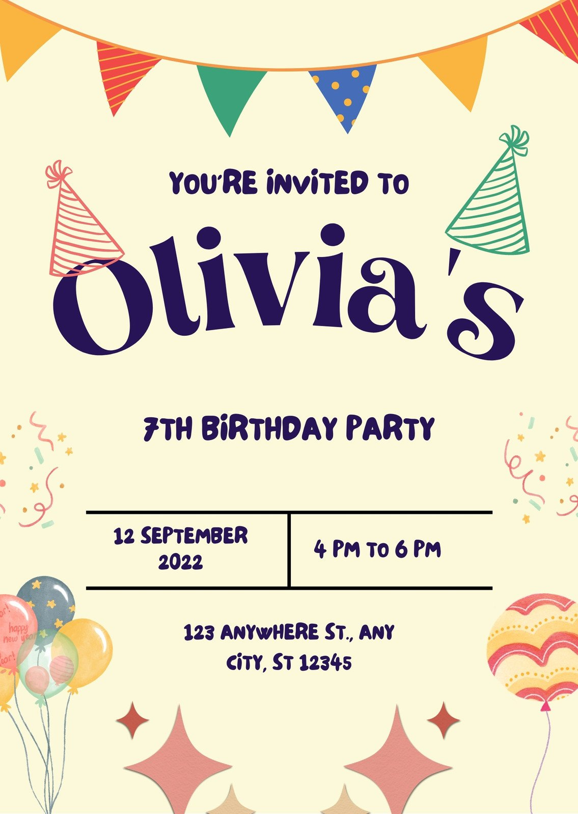 Free Printable Kids Birthday Invitation Templates | Canva inside Invitation Card For Birthday Party Free Printable