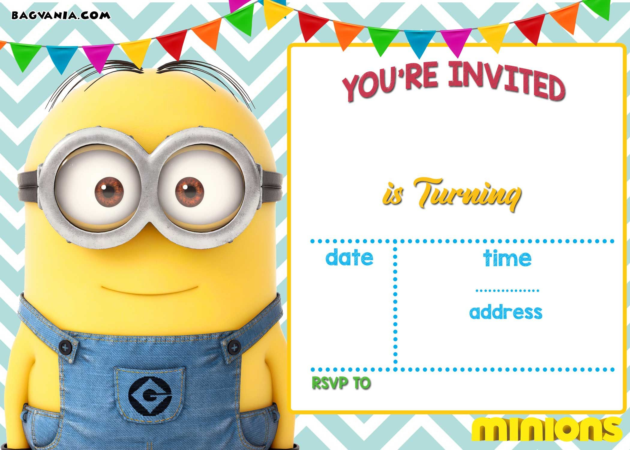 Free Printable Minion Birthday Invitation Templates for Printable Minion Birthday Cards