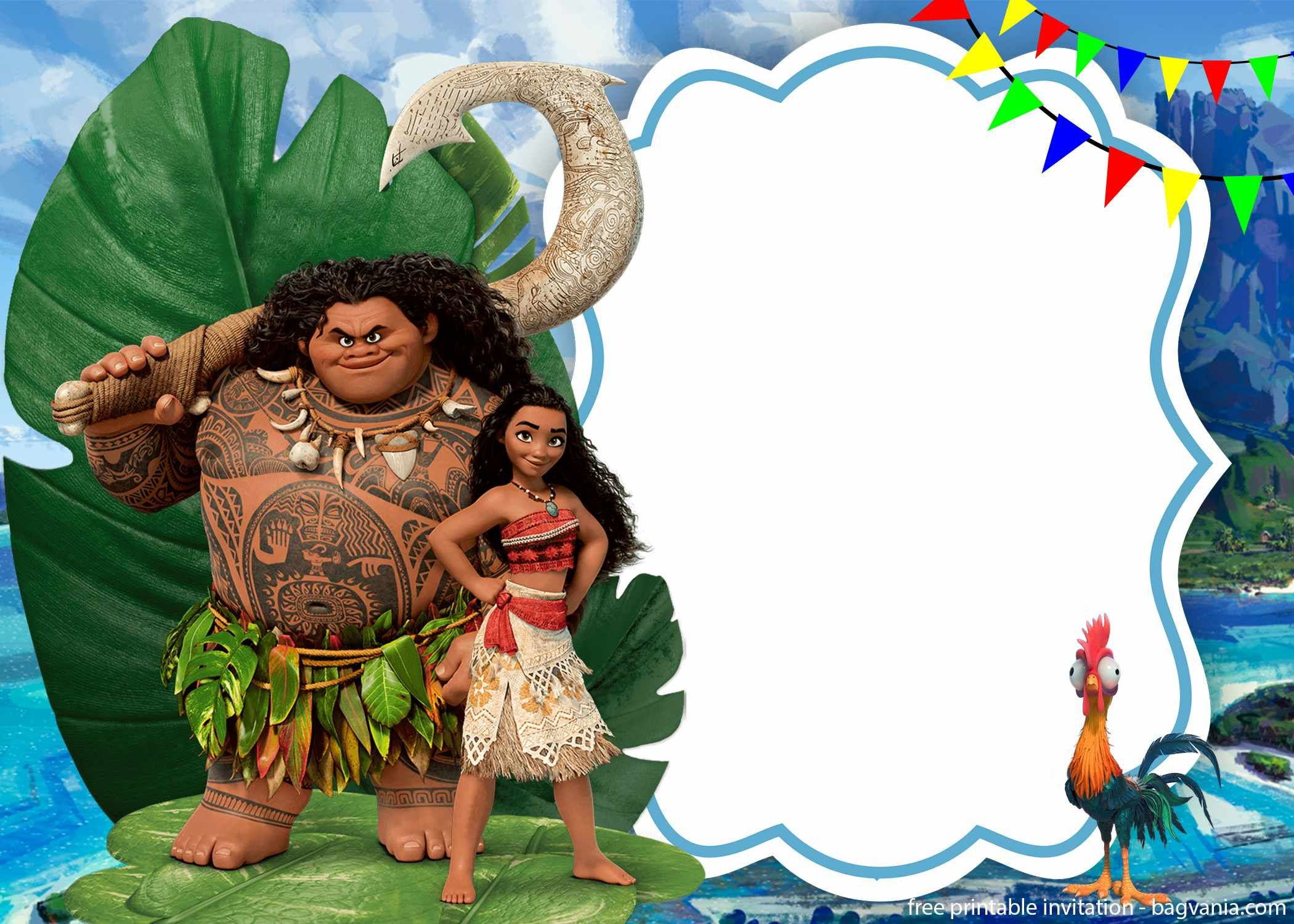 Free Printable Moana Birthday Invitation Template for Moana Birthday Card Printable