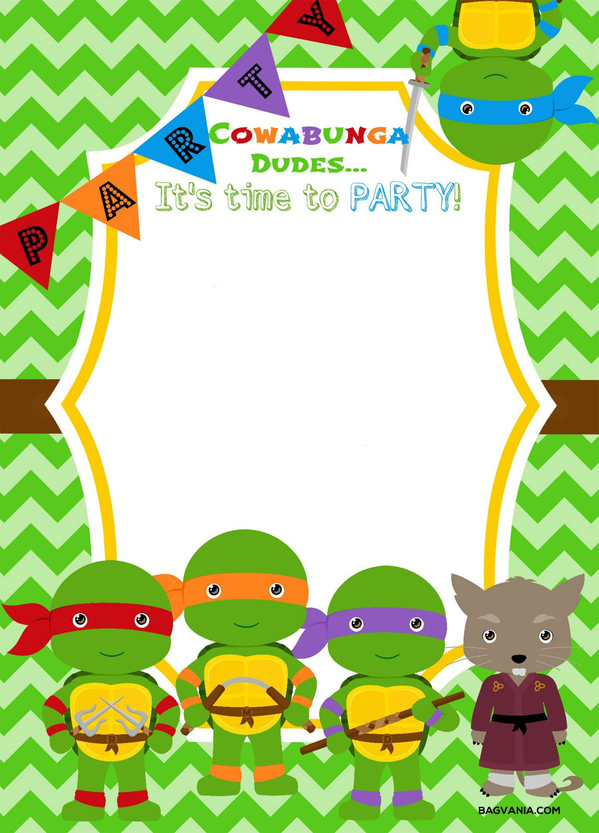 Free Printable Ninja Turtle Birthday Party Invitations regarding Free Printable Ninja Turtle Birthday Cards