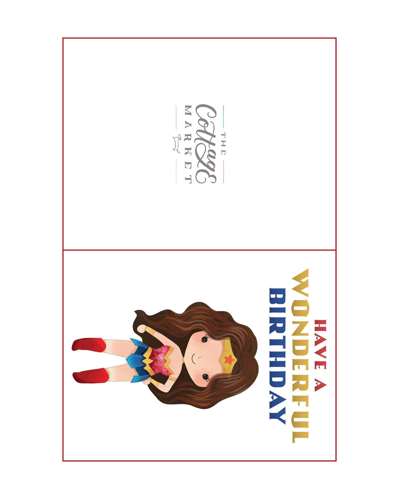 Free Printable Pop Culture Birthday Cards - The Cottage Market in Wonder Woman Birthday Card Printable