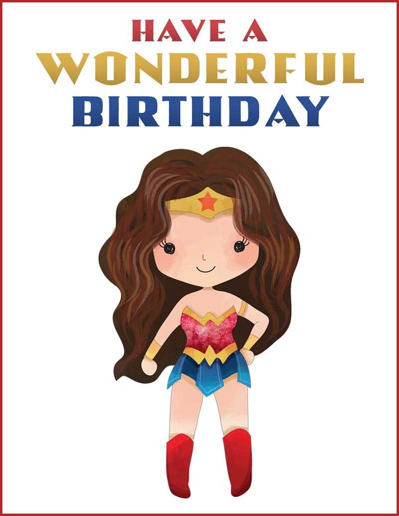 Free Printable Pop Culture Birthday Cards - The Cottage Market inside Wonder Woman Birthday Card Printable