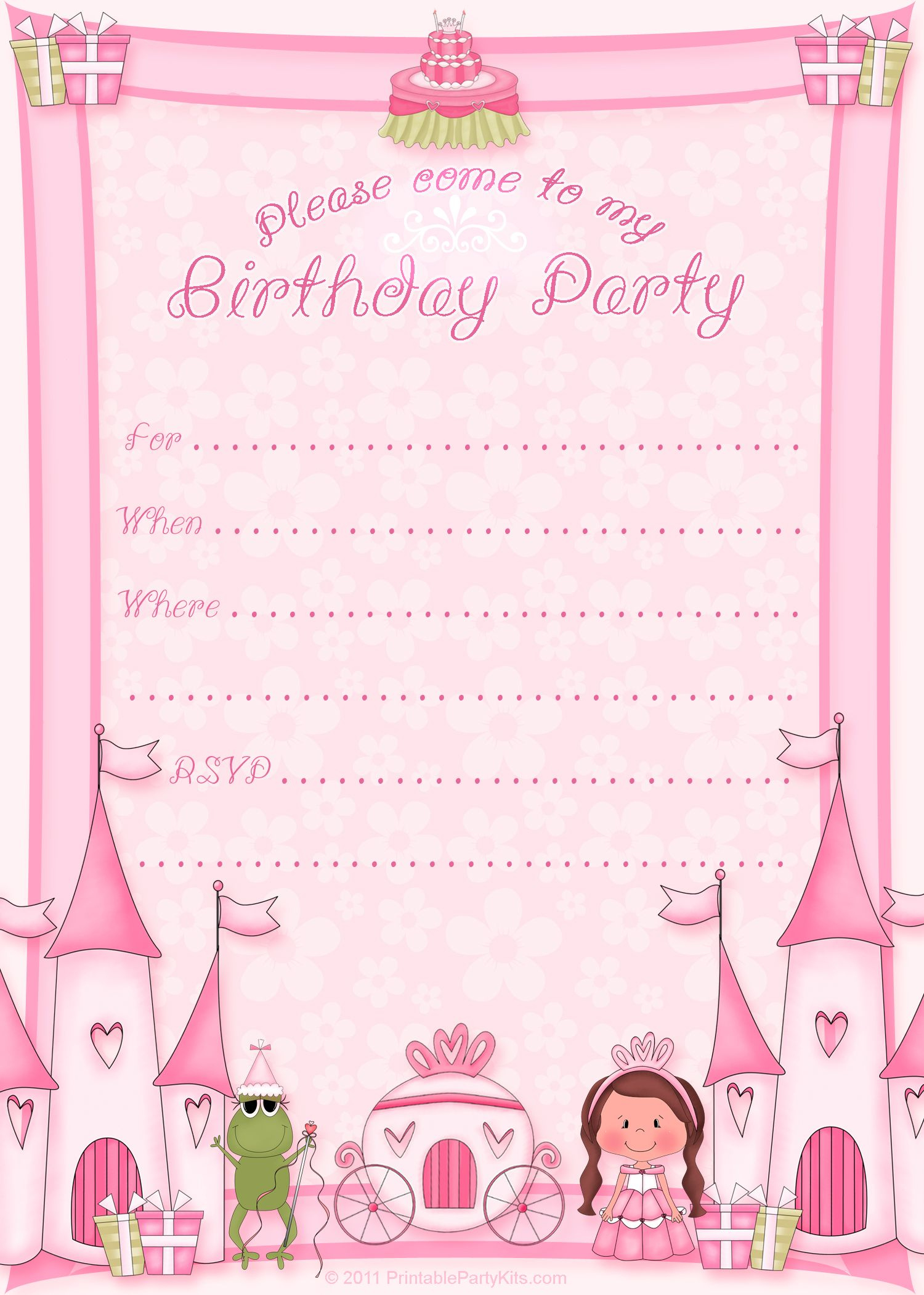 Free Printable Princess Birthday Party Invitations | Birthday throughout Printable Princess Birthday Card