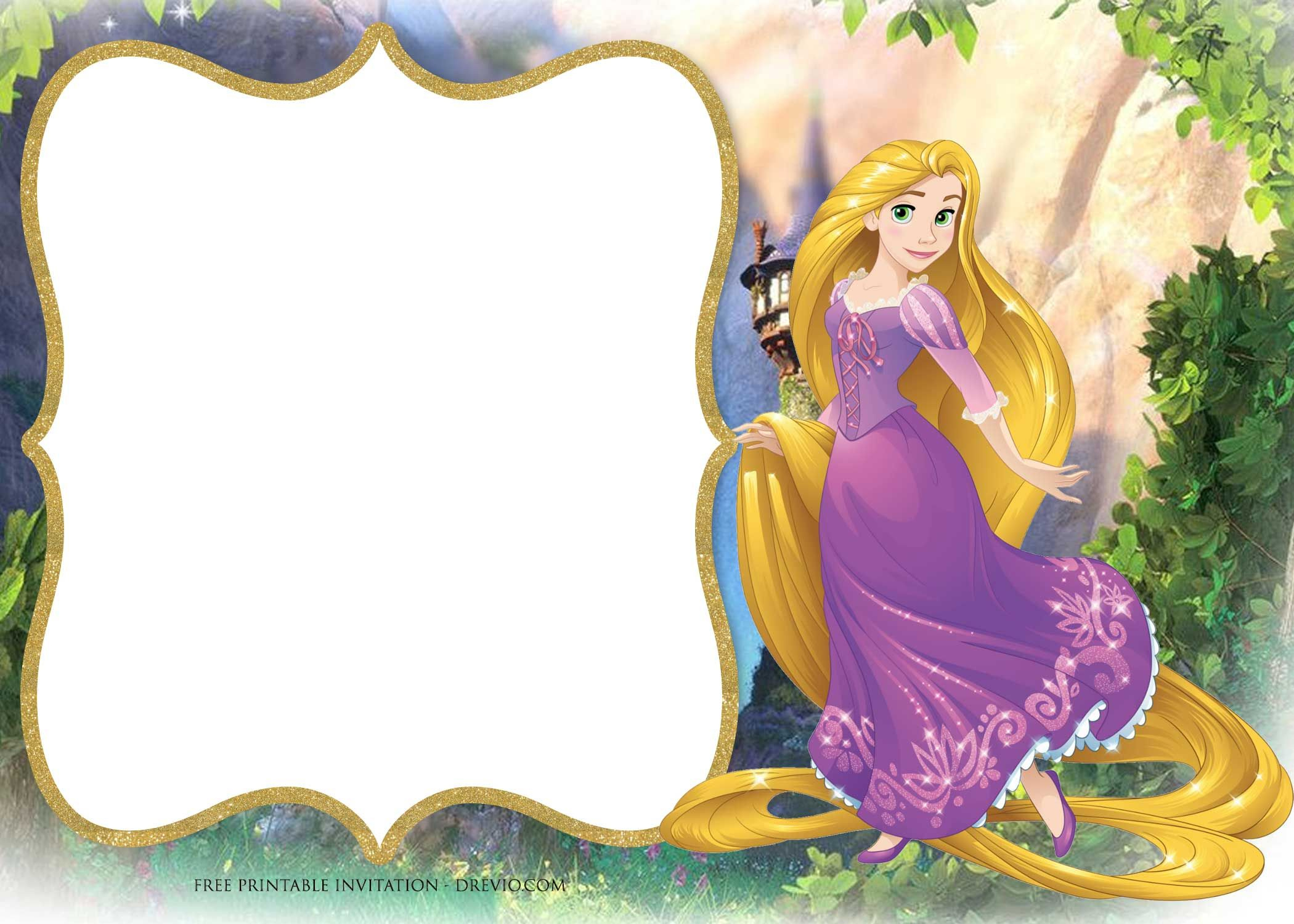 Free Printable Princess Rapunzel Invitation Templates with Printable Rapunzel Birthday Card