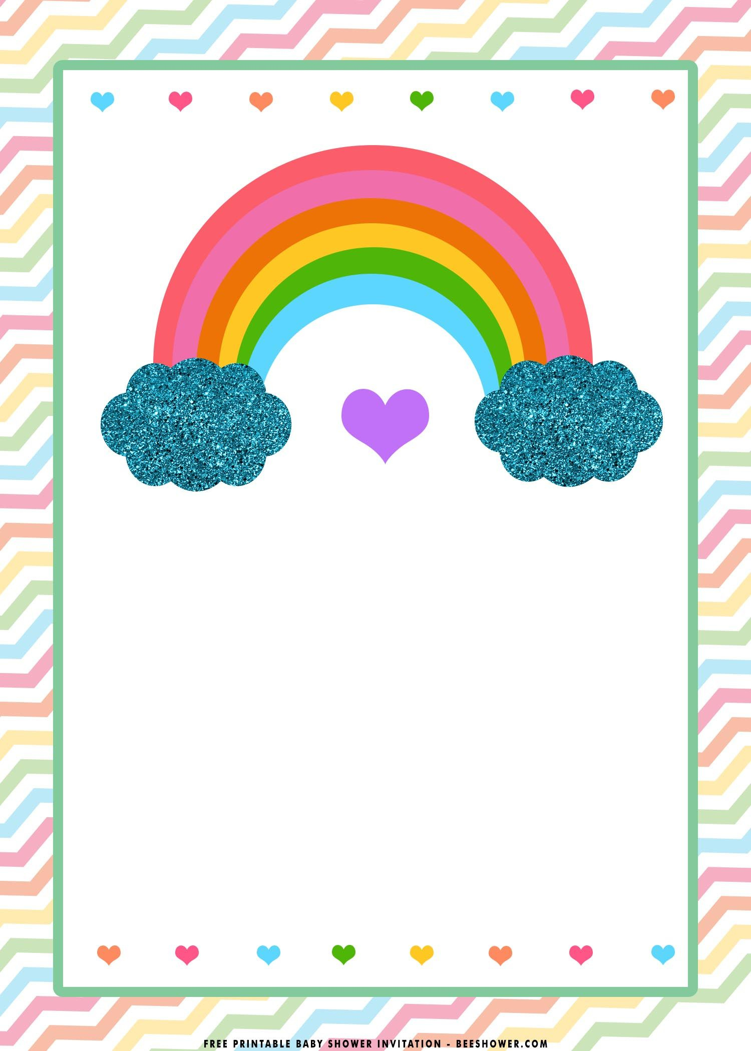 Free Printable) - Rainbow Birthday Invitation Templates | Beeshower for Rainbow Birthday Card Printable