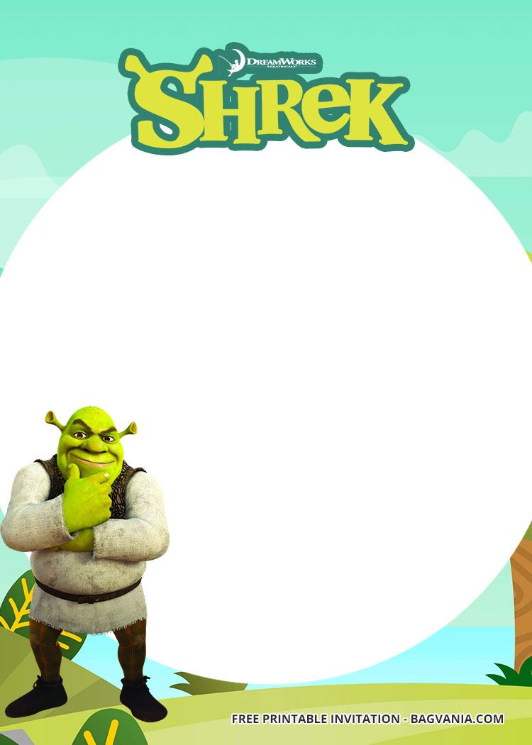 Free Printable Shrek Invitation Templates in Shrek Birthday Card Printable