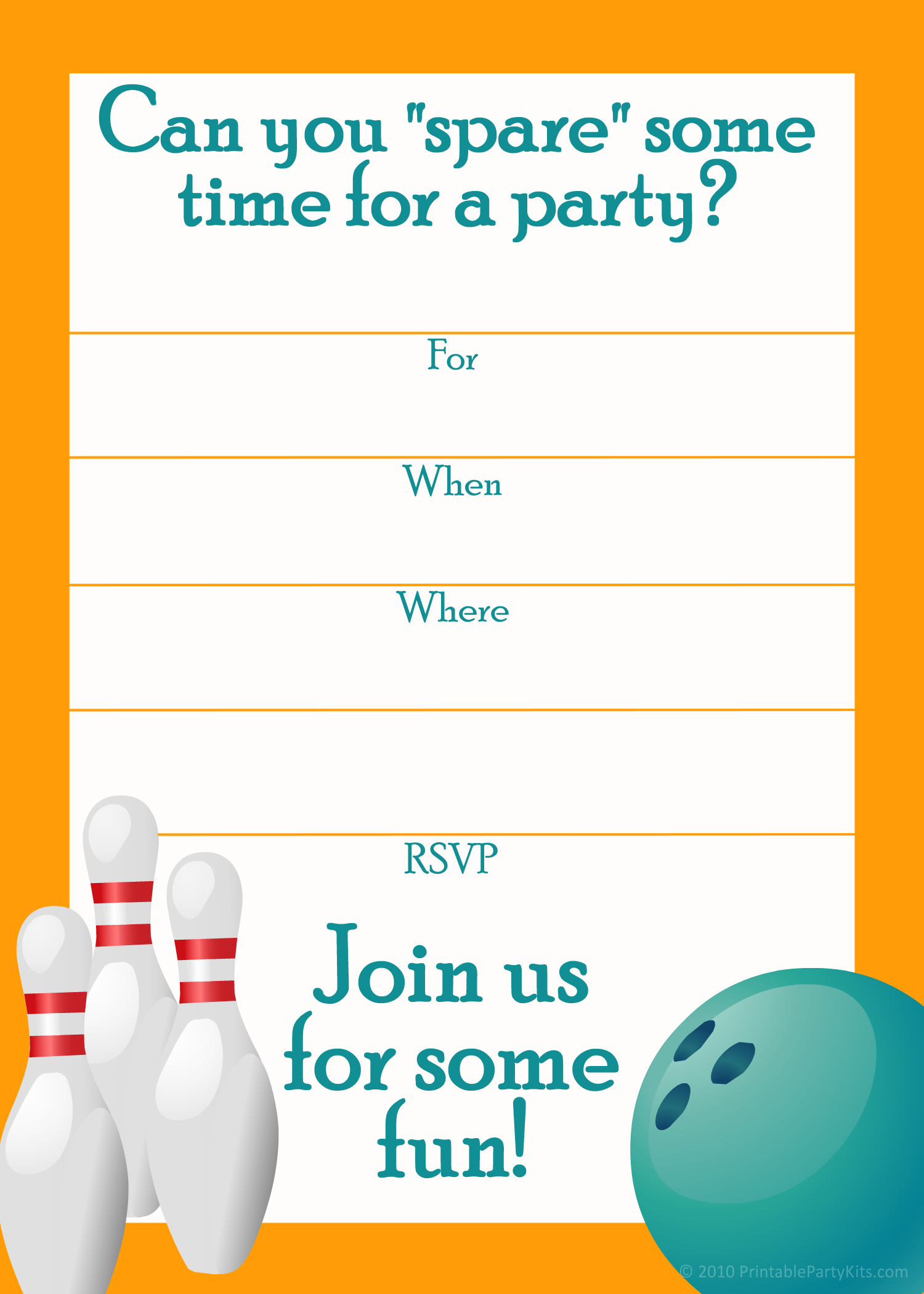 Free Printable Sports Birthday Party Invitations Templates intended for Bowling Birthday Cards Printable