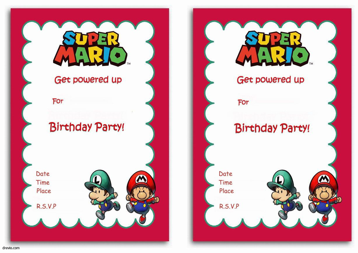 Free Printable Super Mario Bros Invitation Template intended for Super Mario Birthday Card Printable Free