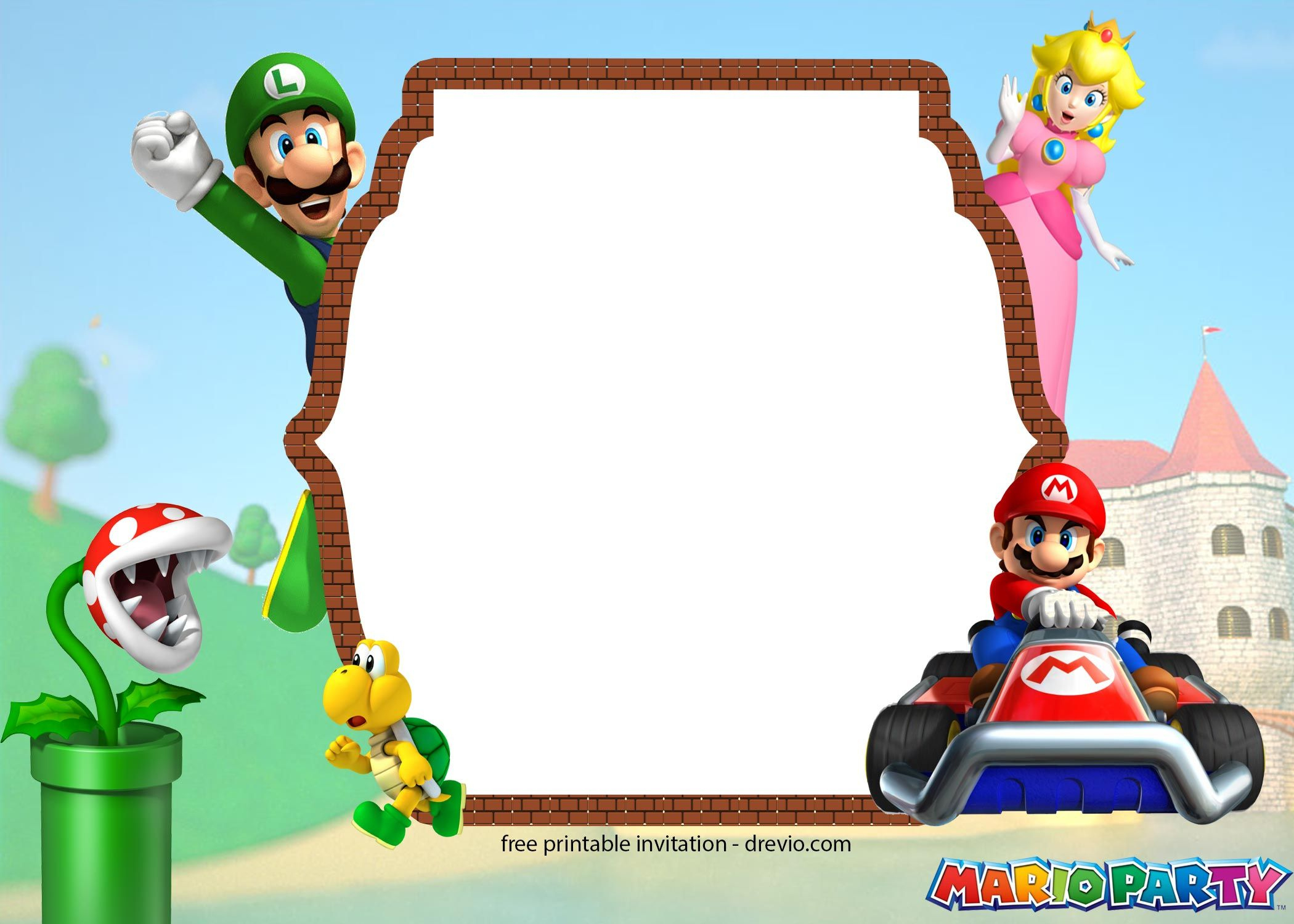 Free Printable Super Mario Party Birthday Invitation Templates regarding Super Mario Birthday Cards Free Printable