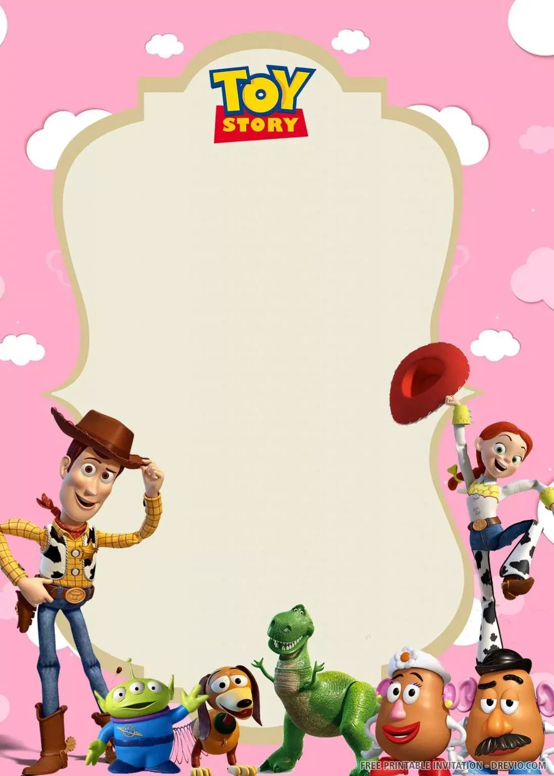 Free Printable) – Toy Story Birthday Invitation Template for Toy Story Printable Birthday Card