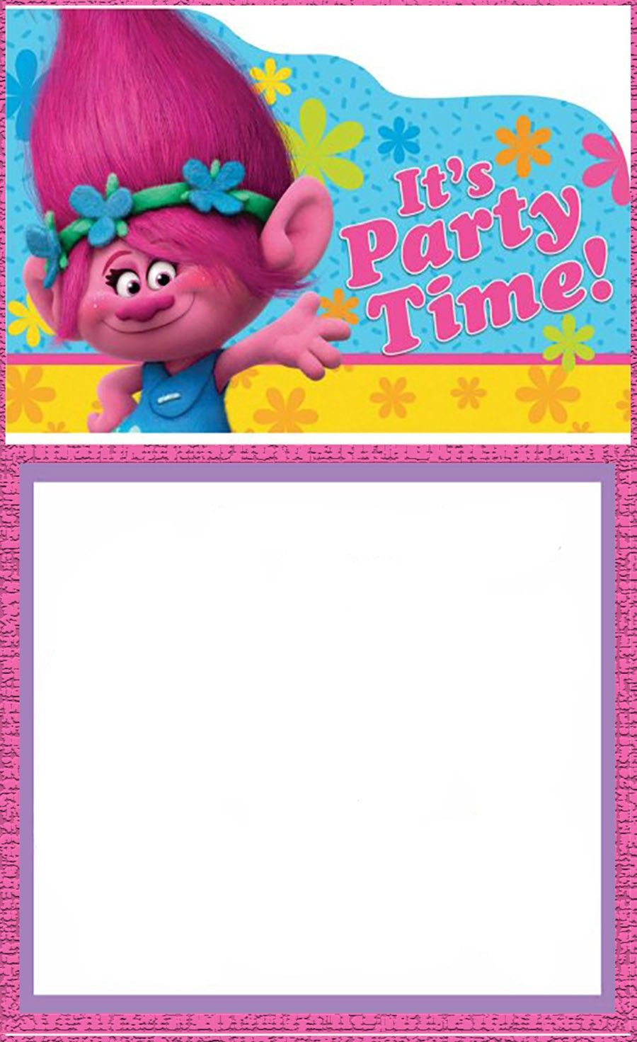 Free Printable Trolls Invitation Card | Invitations Online throughout Trolls Printable Birthday Card