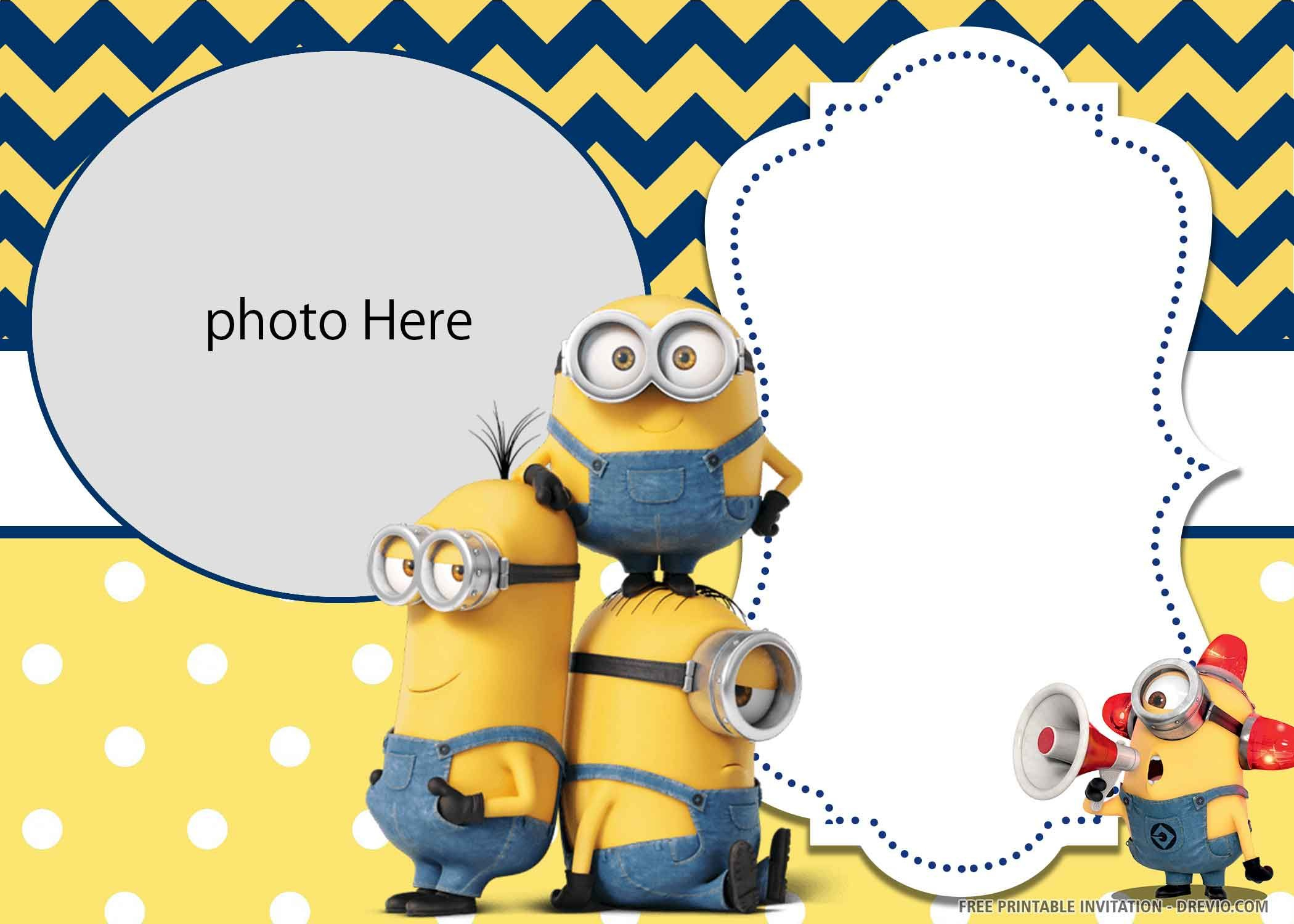 Free Printable) – Yellow Minions Birthday Invitation Templates regarding Minion Birthday Card Printable