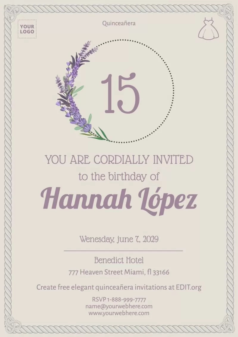 Free Quinceañera Invitation Templates within Free Printable Quinceanera Birthday Cards