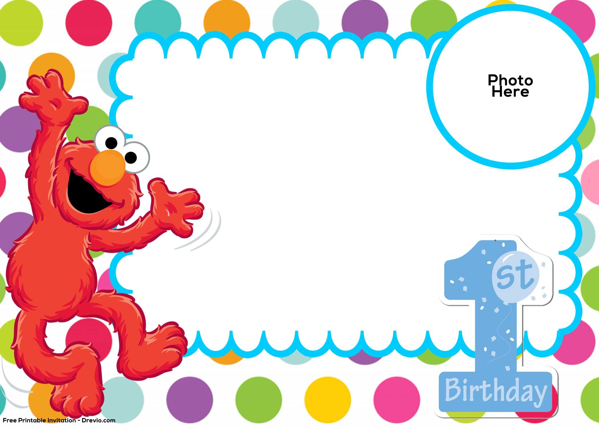 Free Sesame Street 1St Birthday Invitation Template pertaining to Free Printable Elmo Birthday Card