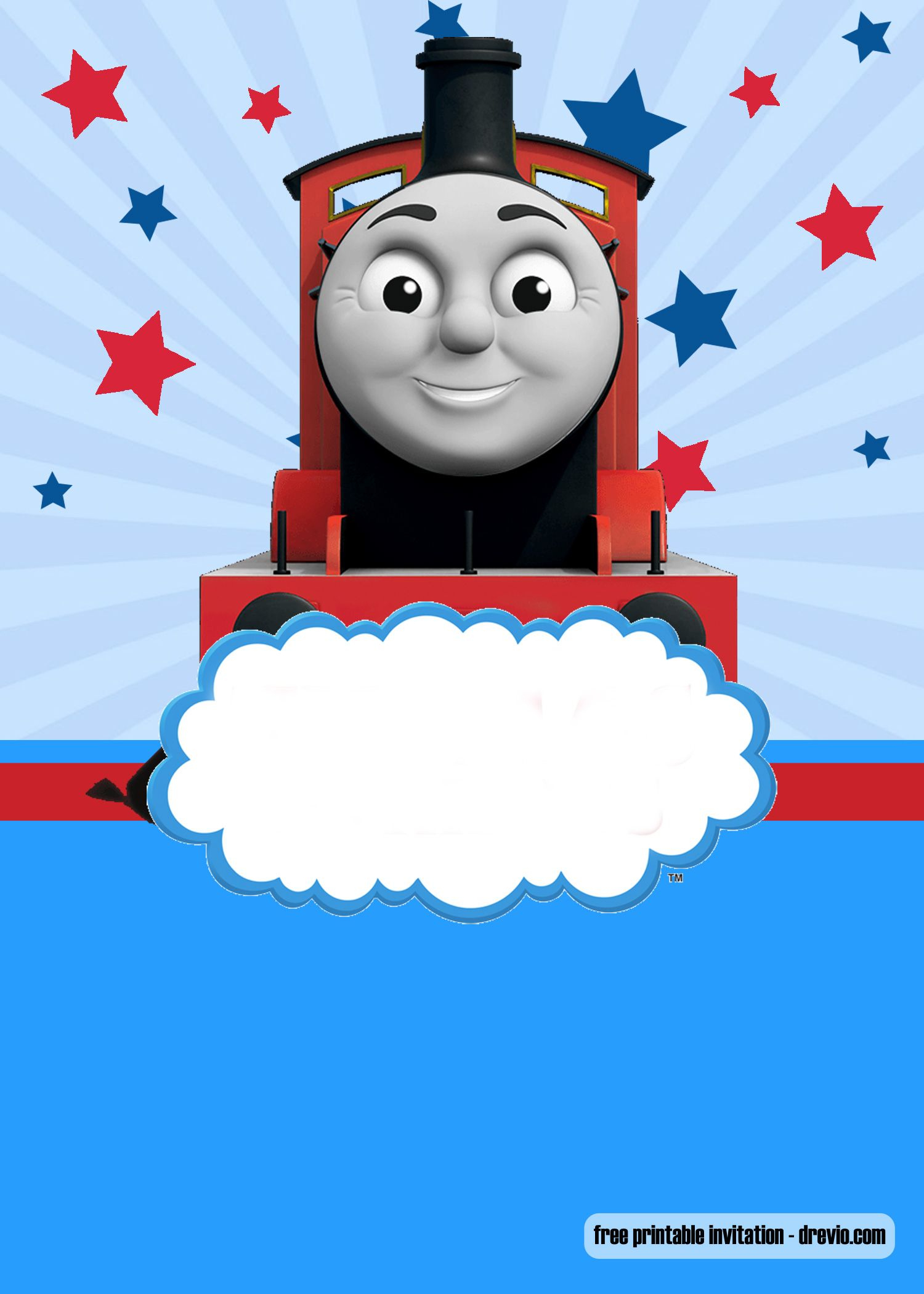 Free Thomas The Train Invitation Templates in Printable Thomas The Train Birthday Card