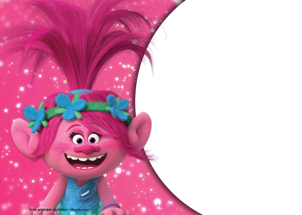 Printable Trolls Birthday Card