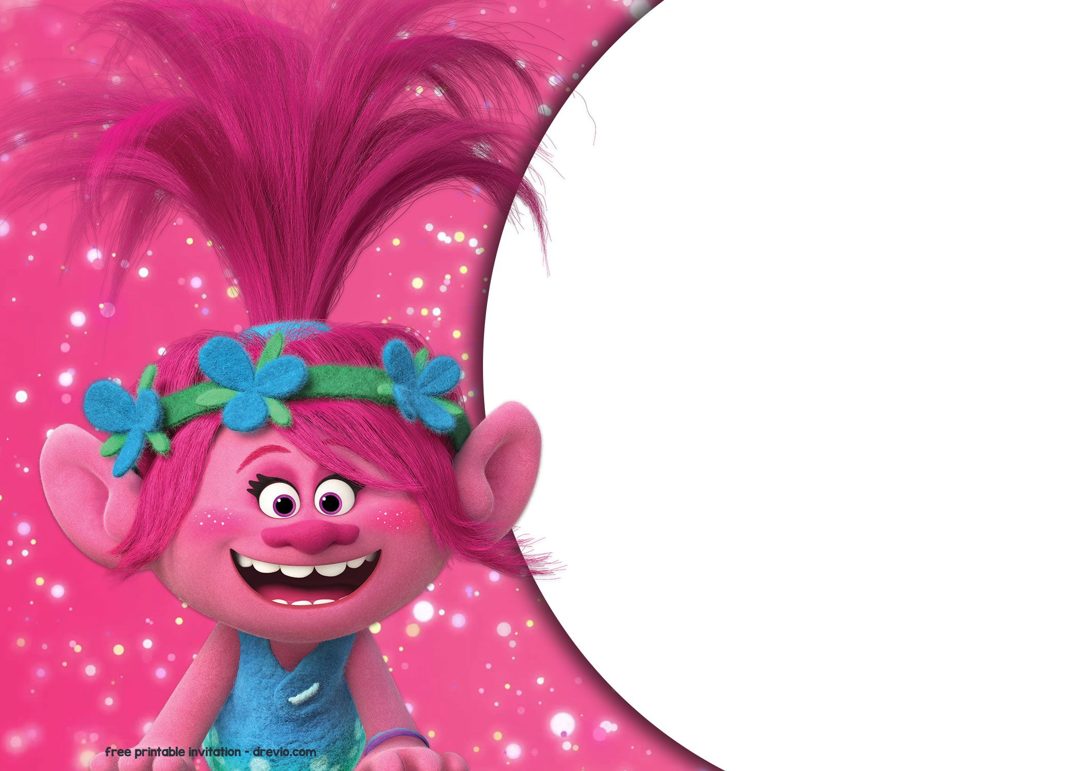 Free Trolls Birthday Invitations Templates inside Printable Trolls Birthday Card