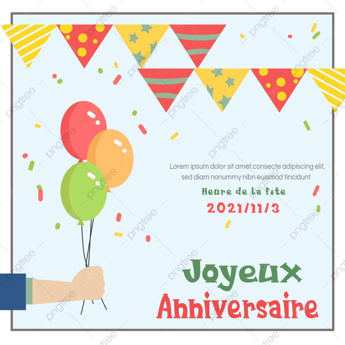 French Birthday Card Social Media Tricolor Cartoon Balloons intended for French Birthday Cards Free Printable