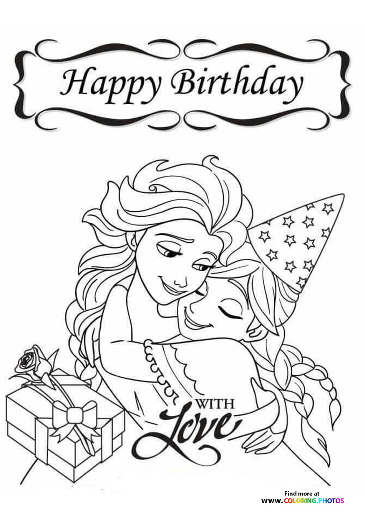 Frozen Birthday Party - Coloring Pages For Kids for Frozen Printable Coloring Birthday Card