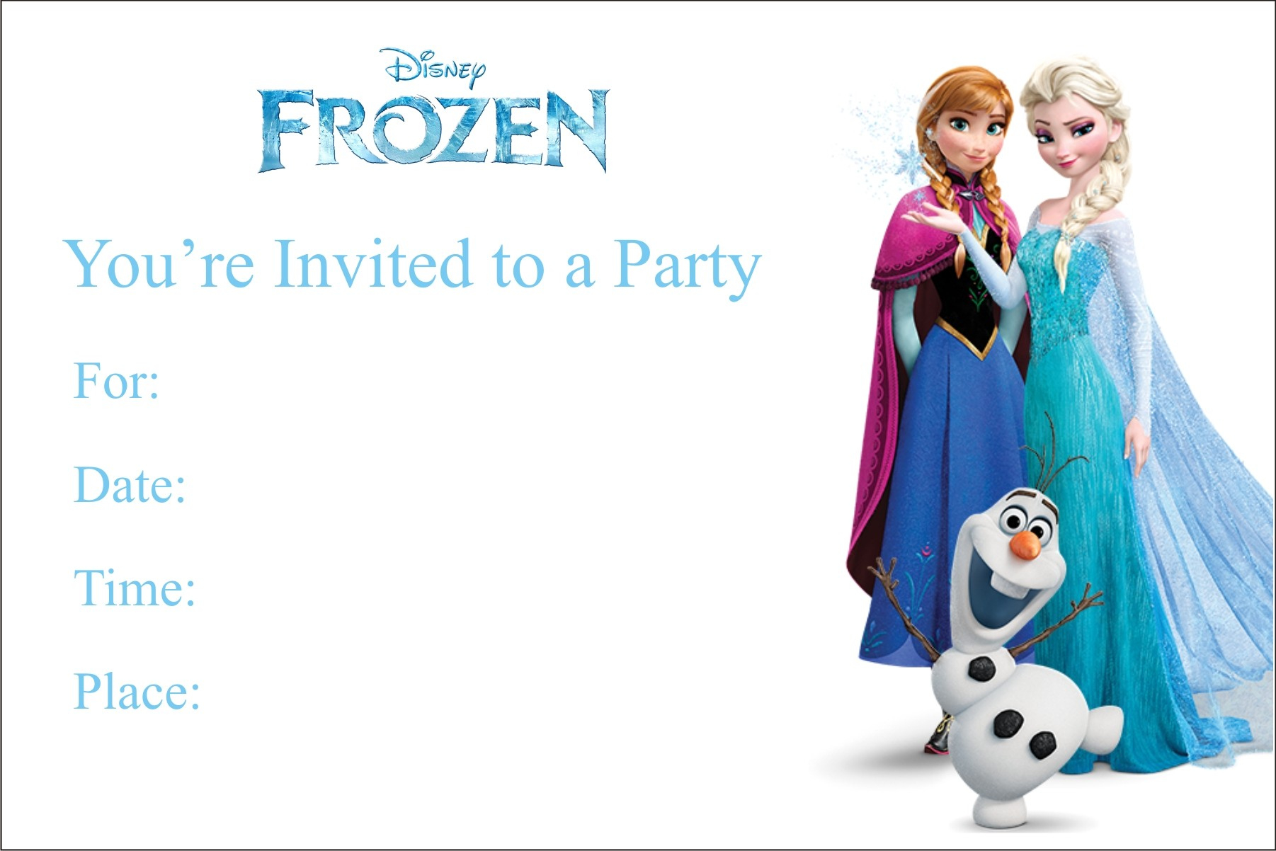 Frozen Free Printable Birthday Party Invitation Personalized Party for Frozen Birthday Card Printable Free